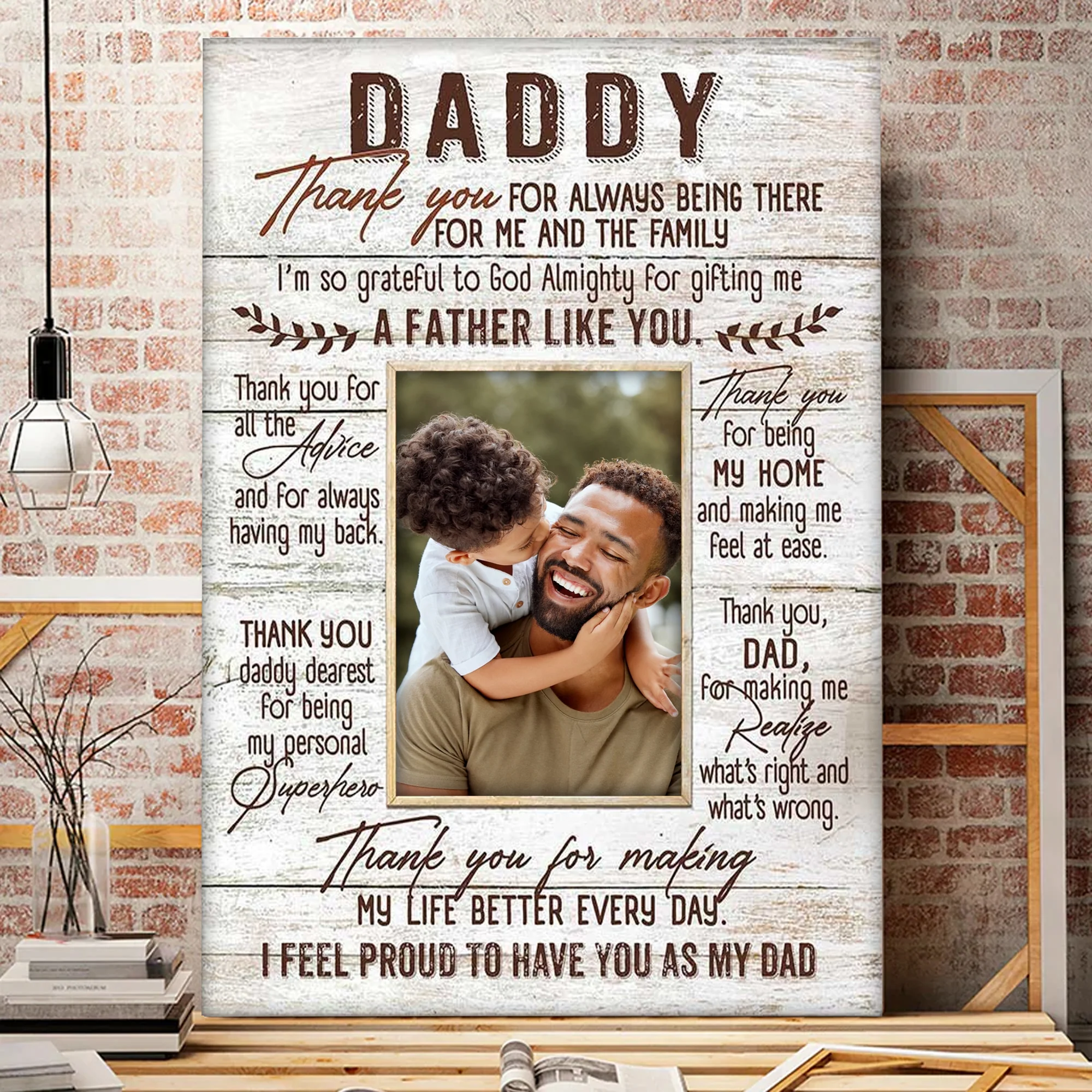 Daddy Thank You For Always Being There - Gift For Father's Day - Personalized Canvas Poster - Image 4