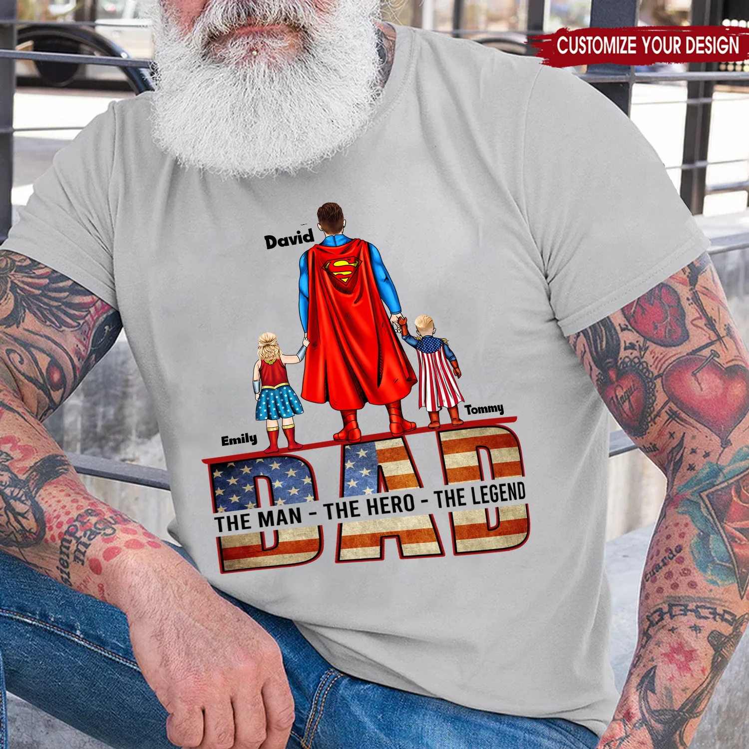 Super Hero Daddy You Always Be My Hero Vintage Style - Gift For Father's Day - Personalized TShirt - Image 2