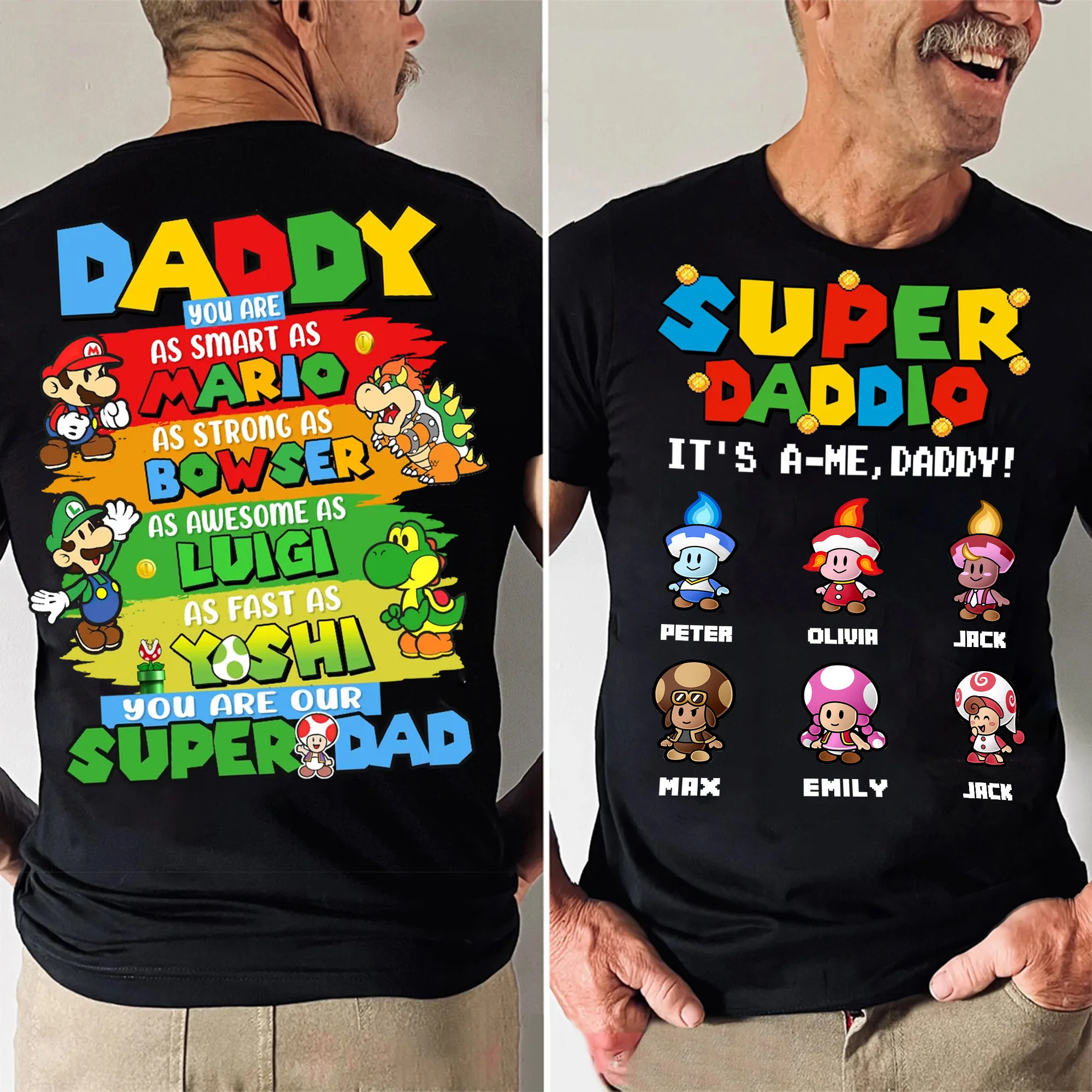 Daddy You Are Smart As Mario Dad - Gift For Dad, Father's Day - Personalized Shirt 2 Side