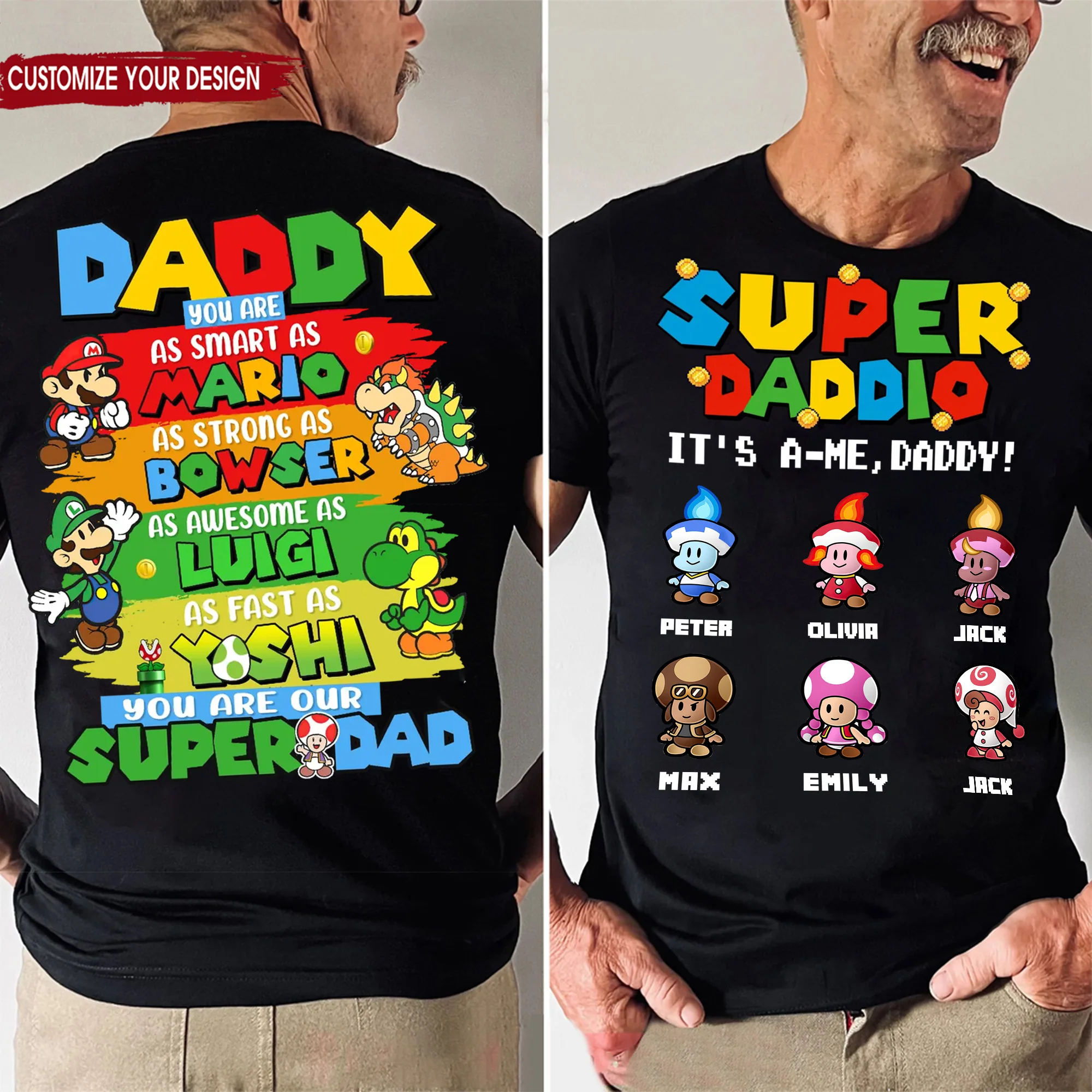 Daddy You Are Smart As Mario Dad - Gift For Dad, Father's Day - Personalized Shirt 2 Side - Image 2