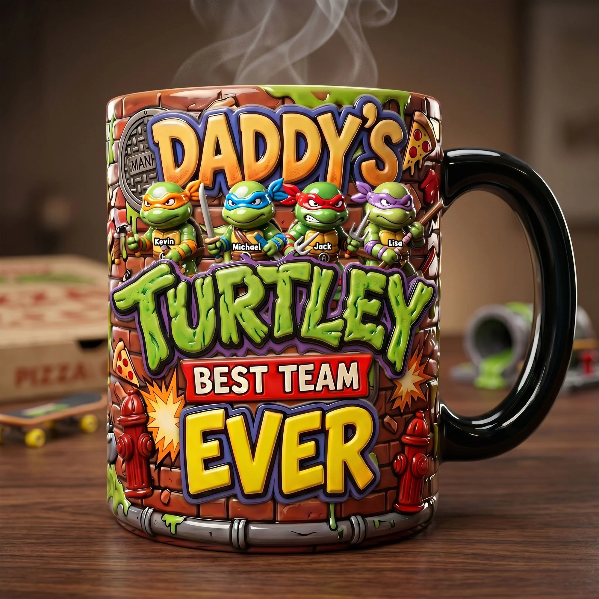 Daddy's Turtley Best Team Ever - Personalized Coffee Mug - Gift For Father's Day