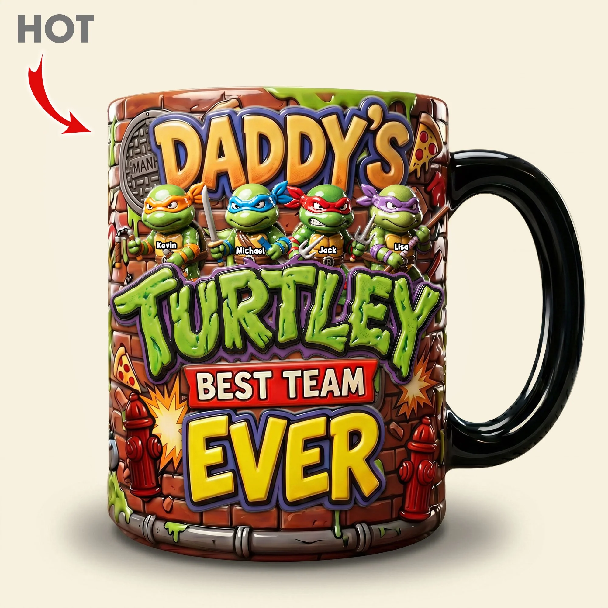 Daddy's Turtley Best Team Ever - Personalized Coffee Mug - Gift For Father's Day - Image 3