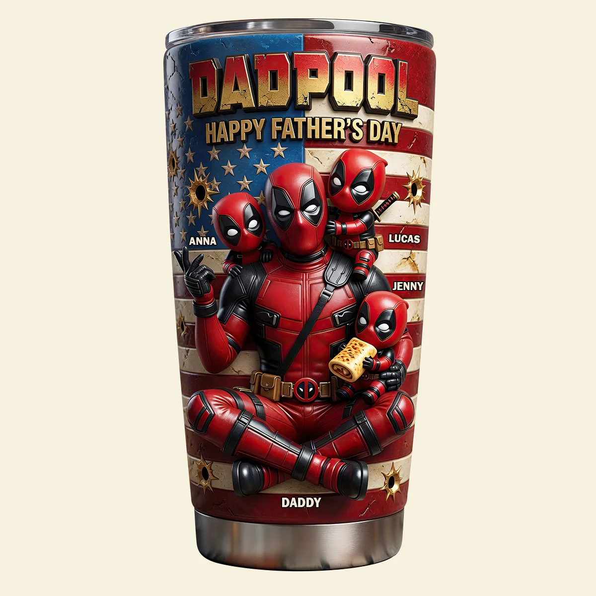 Dadpool Happy Father's Day - Personalized Tumbler - Gift For Father's Day, Movie Fans - Image 4