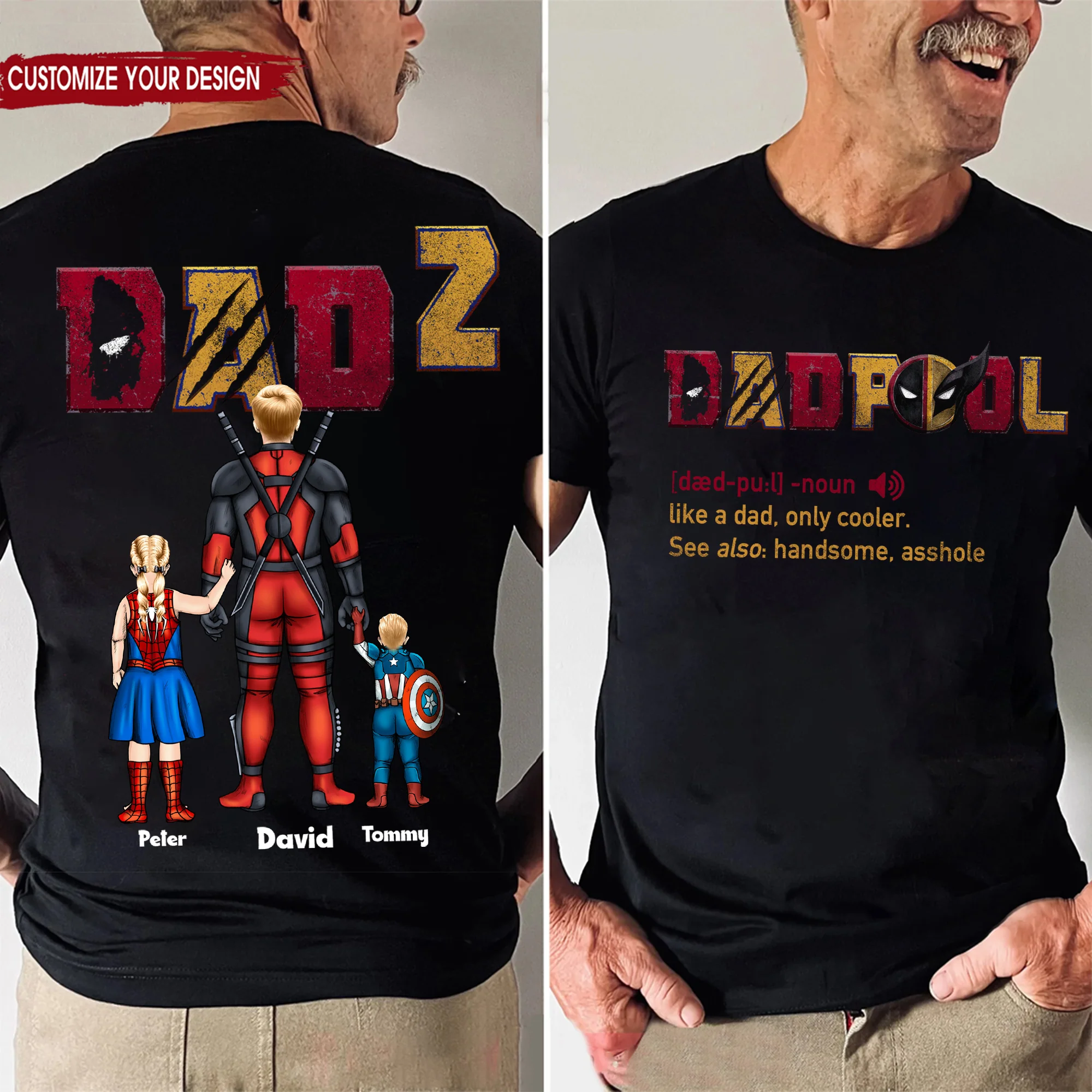 Super Hero Dadpool Like A Dad, Only Cooler - Gift For Father's Day - Personalized Shirt 2 Side - CL02 NH96 - Image 2