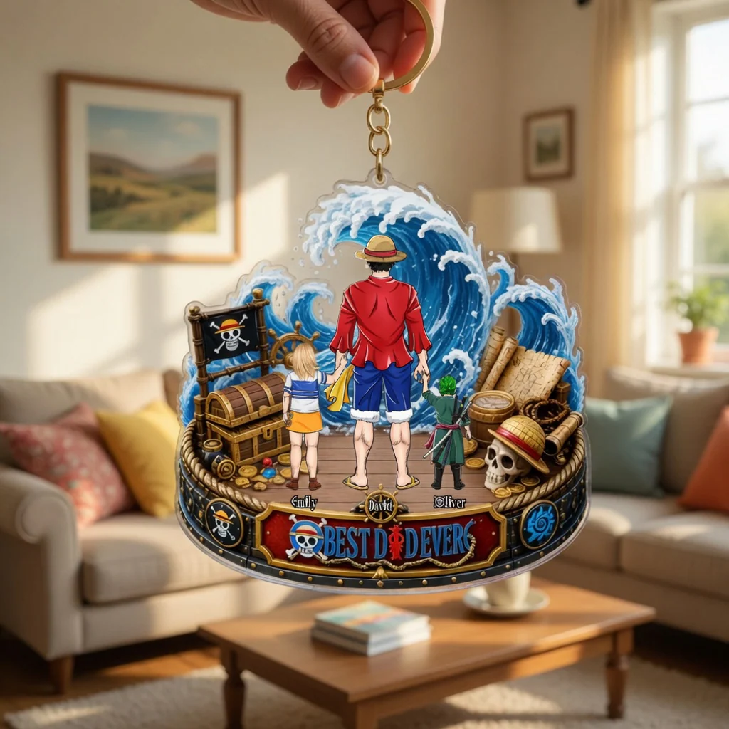 Dad's Sea Adventure - Personalized Keychain - Gift For Dad - OnPi - Image 3