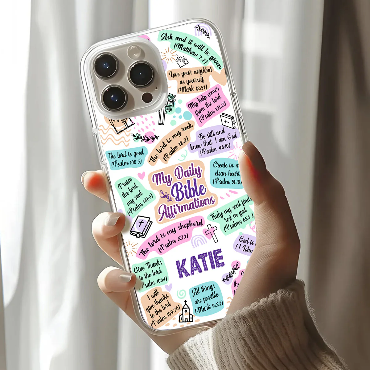 Daily Bible Affirmations - Personalized Phone Case TD118 - Image 3