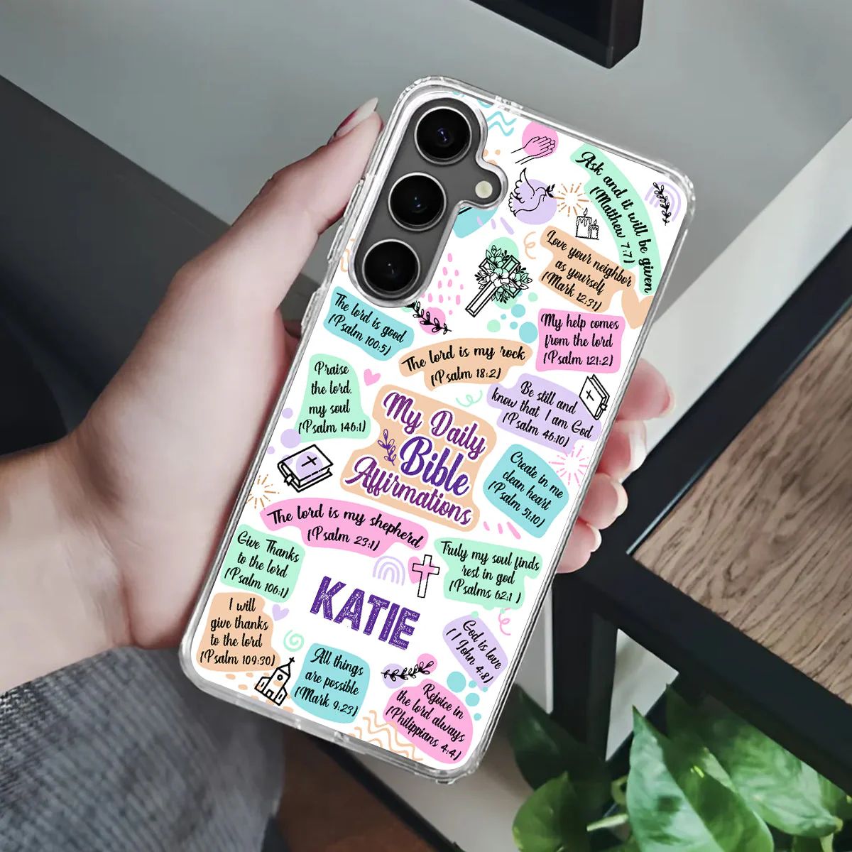 Daily Bible Affirmations - Personalized Phone Case TD118 - Image 4