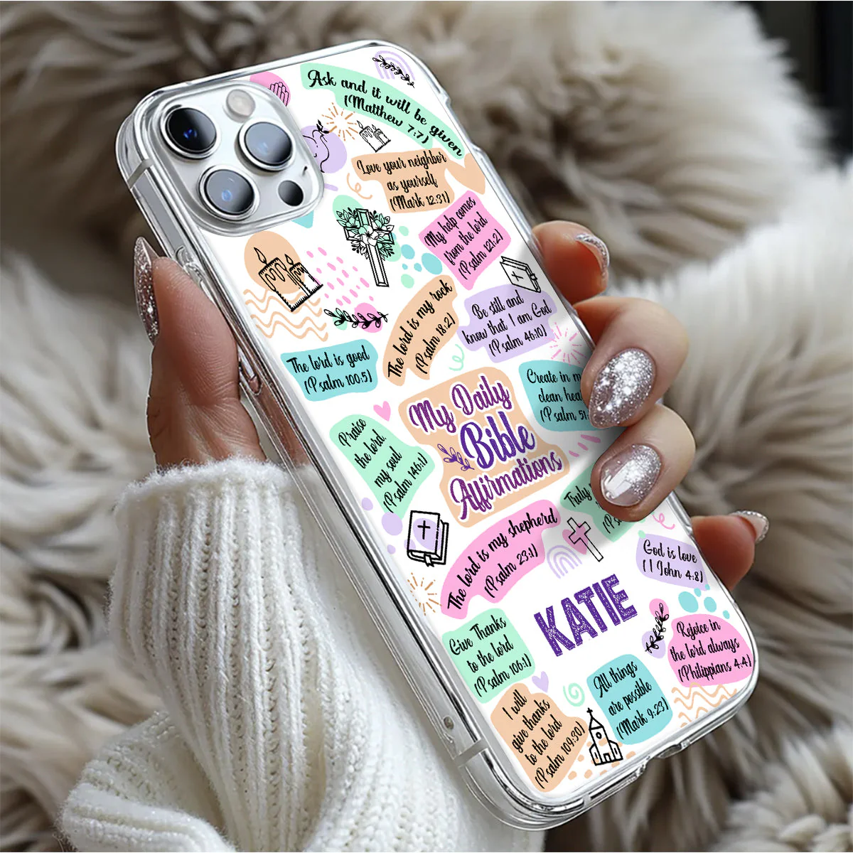 Daily Bible Affirmations - Personalized Phone Case TD118 - Image 5