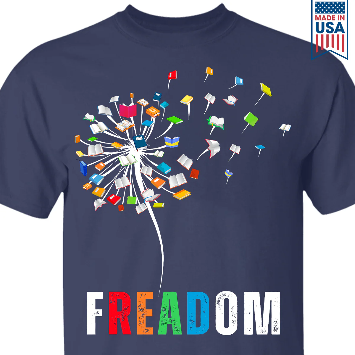 Dandelion Freadom Book Lover Gift T-Shirt - Image 2