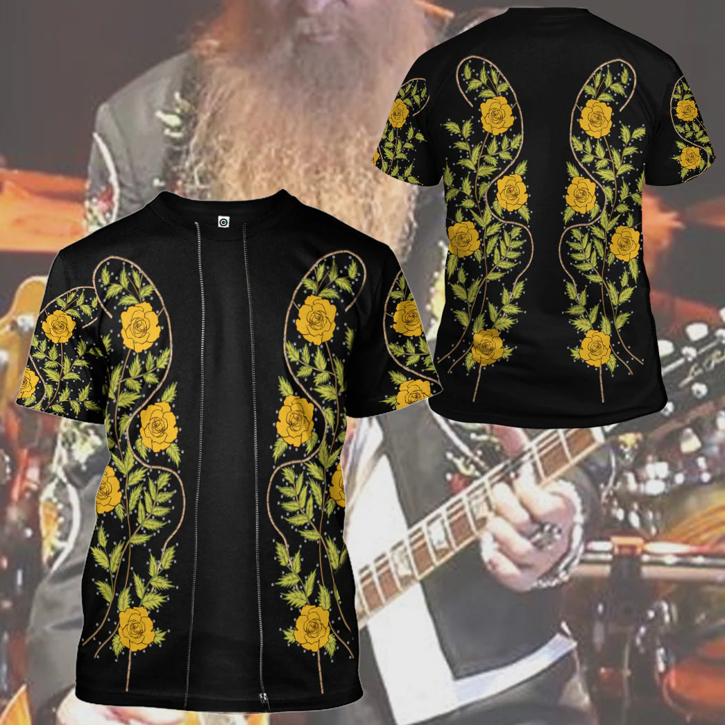 Yellow Roses ZZ Top Apparel T-Shirt 3D For Men & Women - Image 3