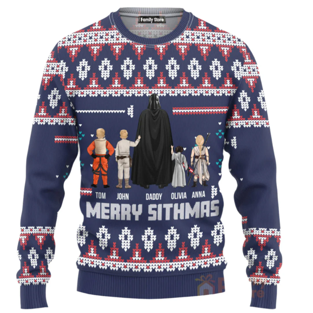 Stwa Darth Santa - Gift for Dad, Grandpa, Husband - Personalized Ugly Sweatshirt - CL08 NH96