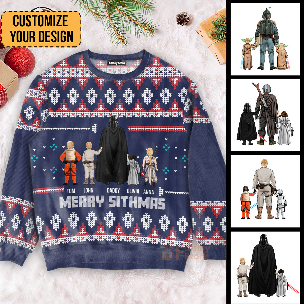 Stwa Darth Santa - Gift for Dad, Grandpa, Husband - Personalized Ugly Sweatshirt - CL08 NH96 - Image 5