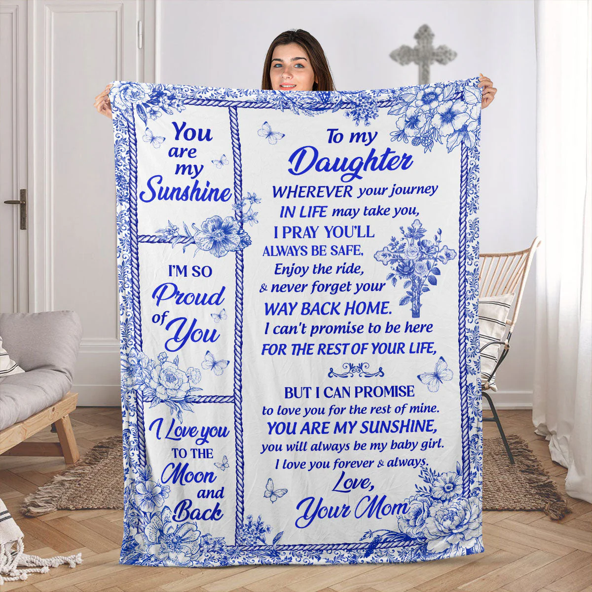 Daughter Granddaughter - Personalized Fleece Blanket TD118