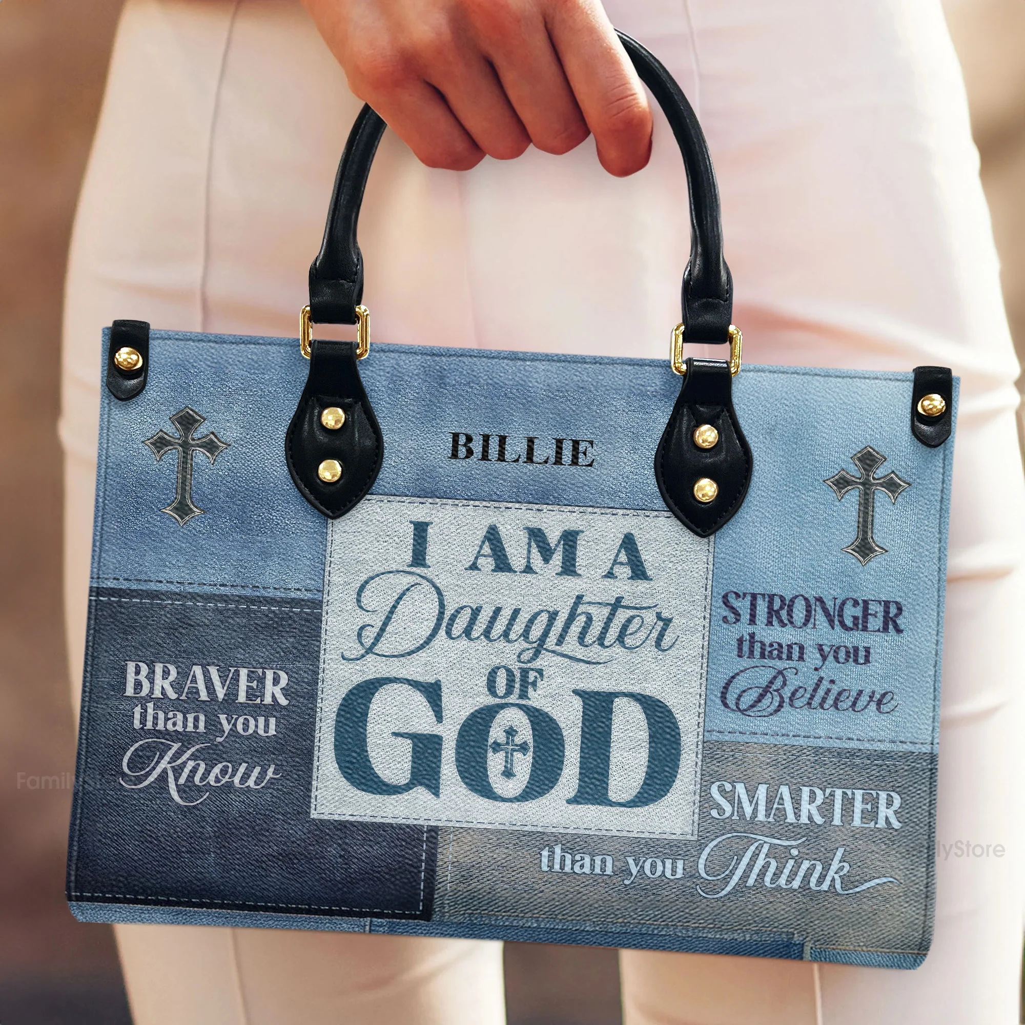 Daughter Of God - Unique Personalized Leather Handbag - AT4081301 - Image 4