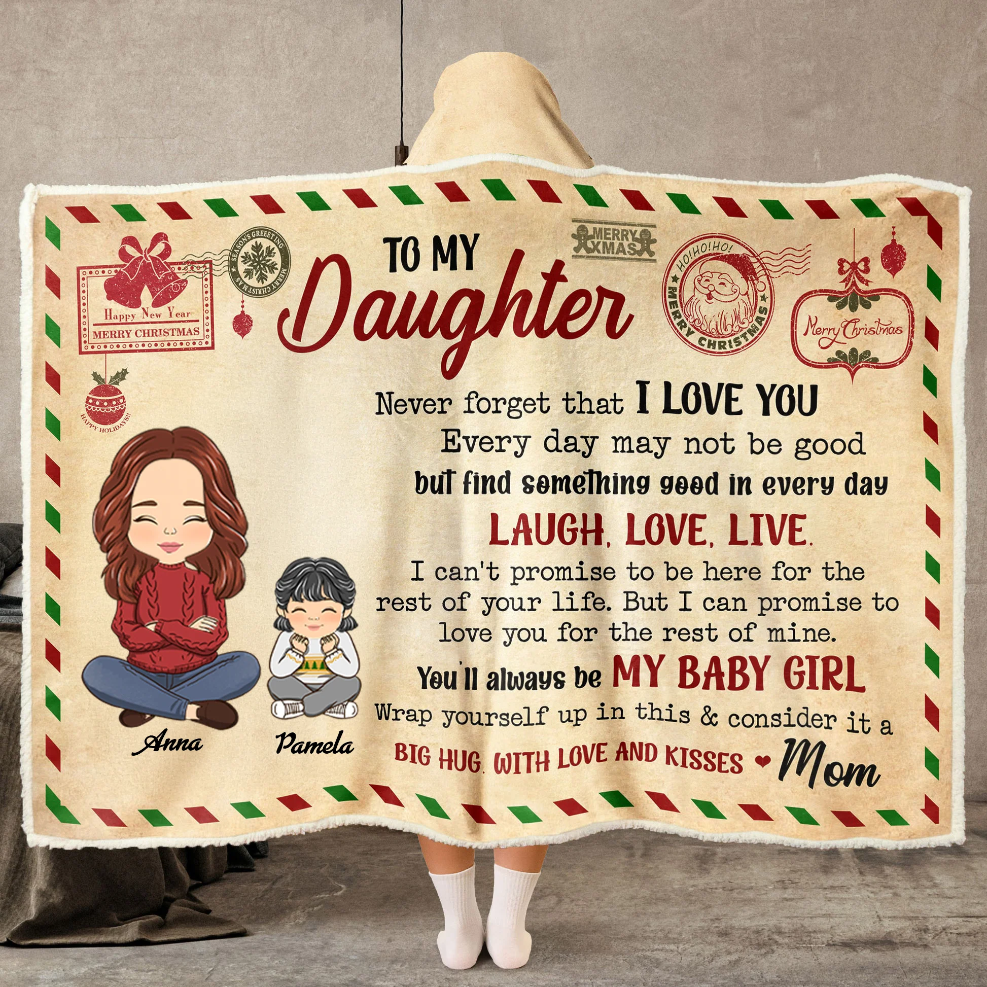 Daughter You'll Always Be My Baby Girl  - Personalized Wearable Hooded Blanket - Gift For Daughter From Mom, Mothers Day | CL35 NA94 - Image 2