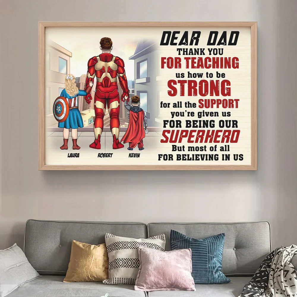 Dear Dad Superhero - Personalized Canvas Poster - Gift For Dad, Father's Day | CL02 - Image 2
