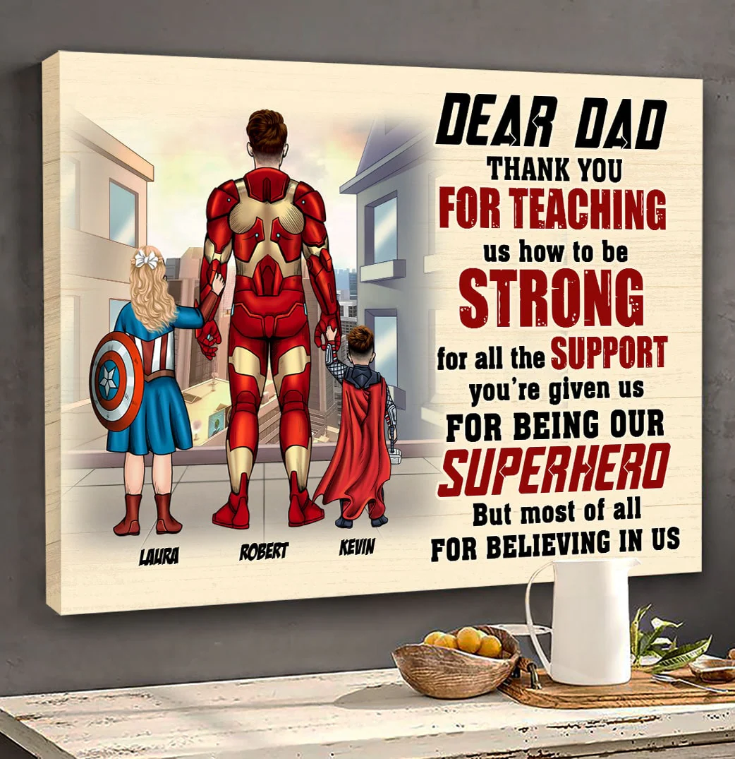 Dear Dad Superhero - Personalized Canvas Poster - Gift For Dad, Father's Day | CL02 - Image 3