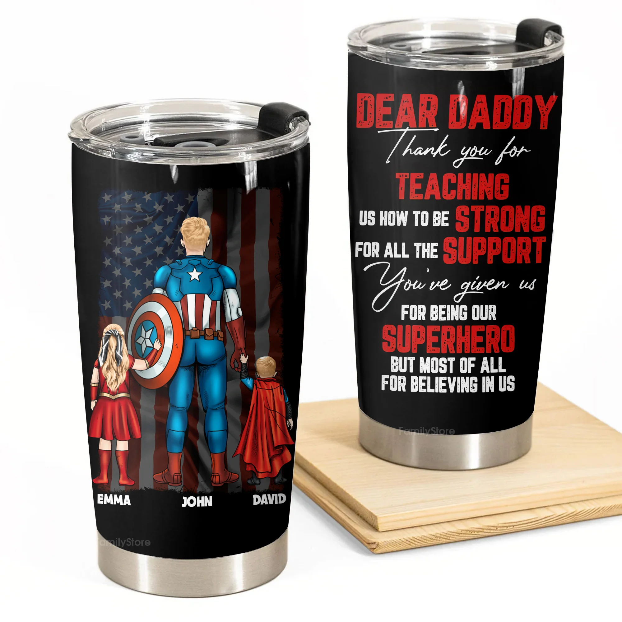 Dear Dad Thanks For Teaching Me How To Strong - Personalized Stainless Steel Tumbler - Gift For Dad, Father's Day | CL02 NA94