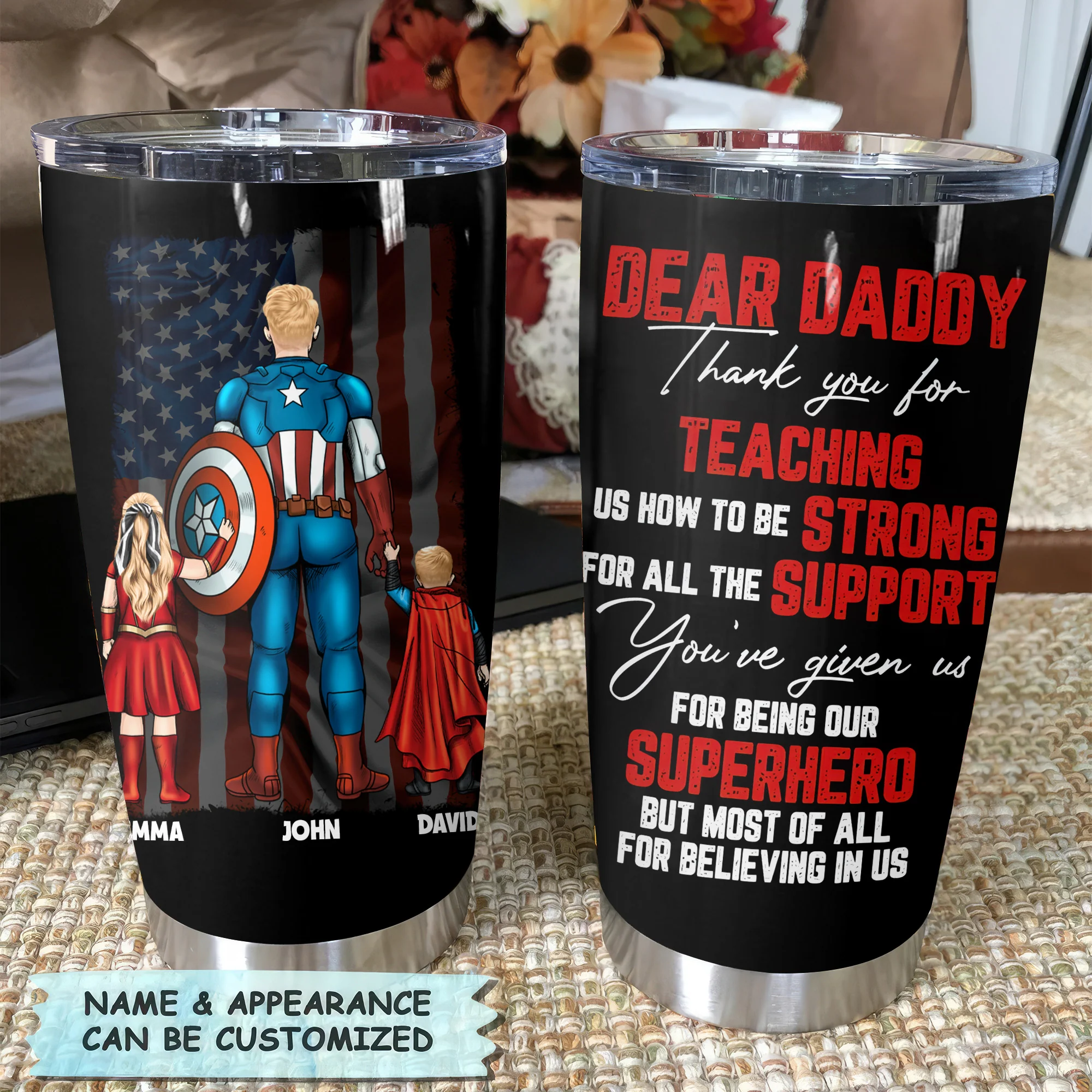 Dear Dad Thanks For Teaching Me How To Strong - Personalized Stainless Steel Tumbler - Gift For Dad, Father's Day | CL02 NA94 - Image 2