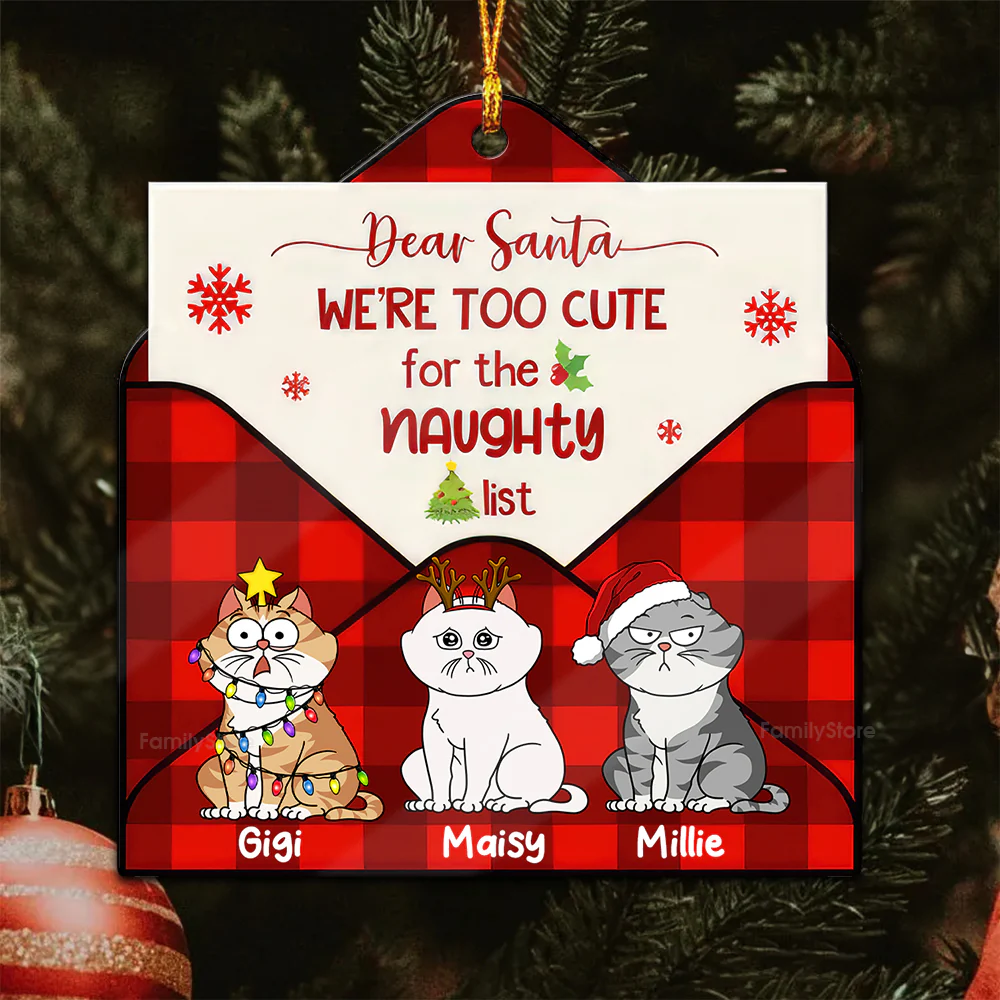 Dear Santa, We're Too Cute For The Naughty List - Personalized Acrylic Ornament - Gift For Cat Lover, Cat Mom, Cat Dad - CLP03 NA94 - Image 5
