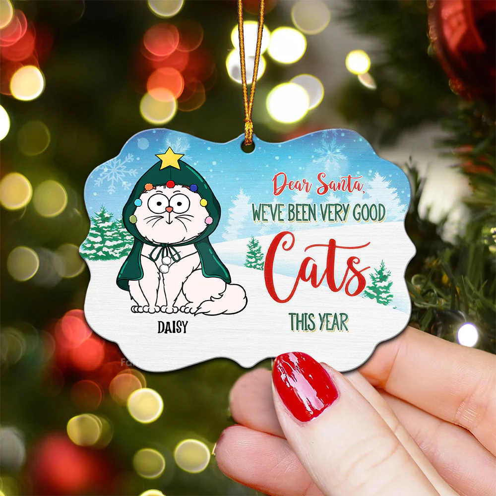 Dear Santa We've Been Very Good Cats This Year - Gift For Cat Lover, Pet Lovers - Personalized Wood Ornament - CLP03 NH96 - Image 3
