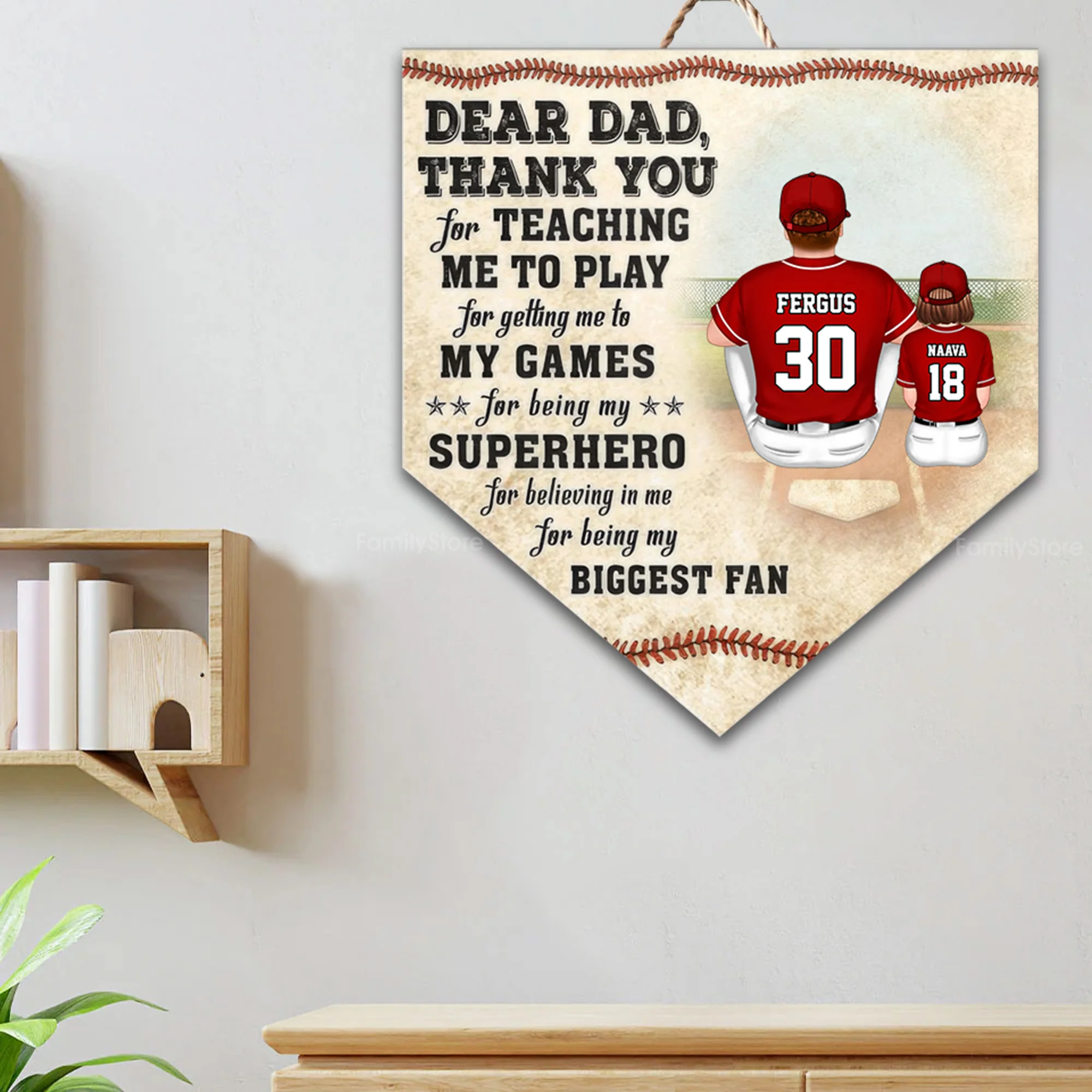 Dear Thank You For Teaching Me To Play, For Believing In Me - Gift For Dad, Baseball Lovers - Personalized Custom Shaped Wood Sign - SPCL01 NA94 - Image 3