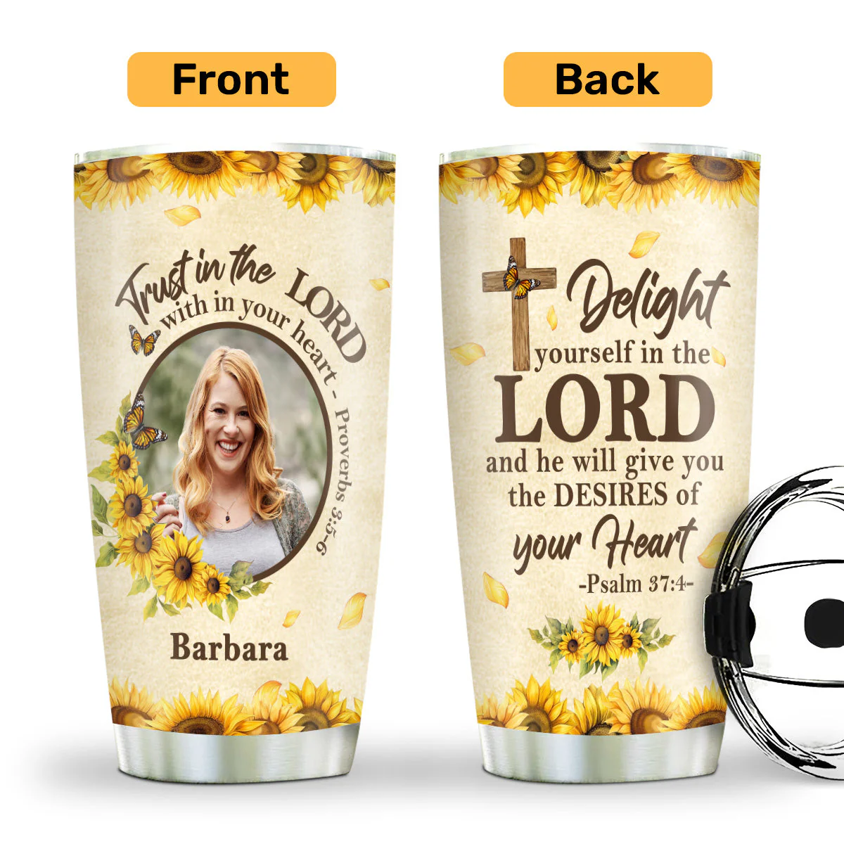 Delight Yourself In The Lord | Personalized Stainless Steel Tumbler - Image 2
