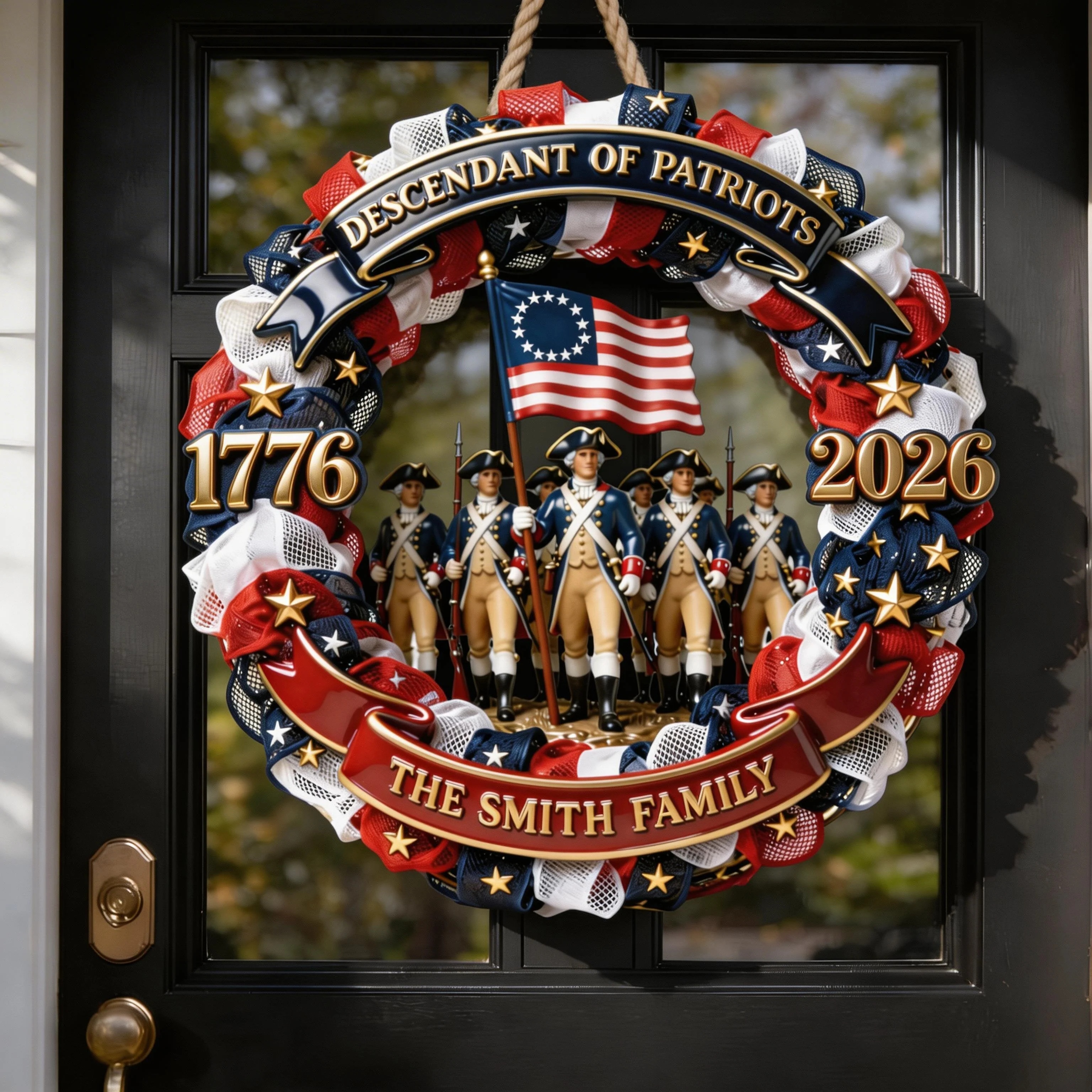 Descendant of Patriots 1776-2026 - Personalized Wood Sign - Patriotic Gift For Family | HN02 - Image 2