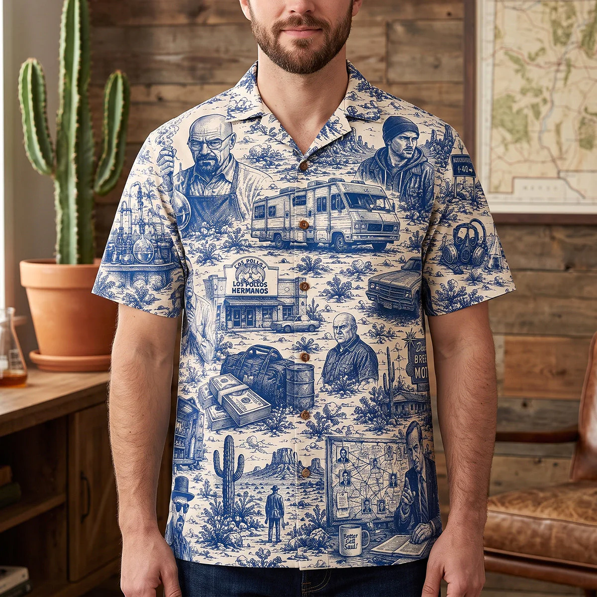 Toile De jouy Desert Chemistry Drama Blue RV Lab Southwest - Hawaiian Shirt