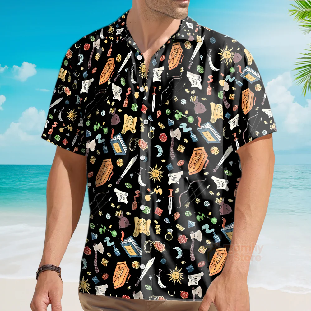 Dice shirt, Dungeons and dragons, DnD Button Up, DM gift - Image 3