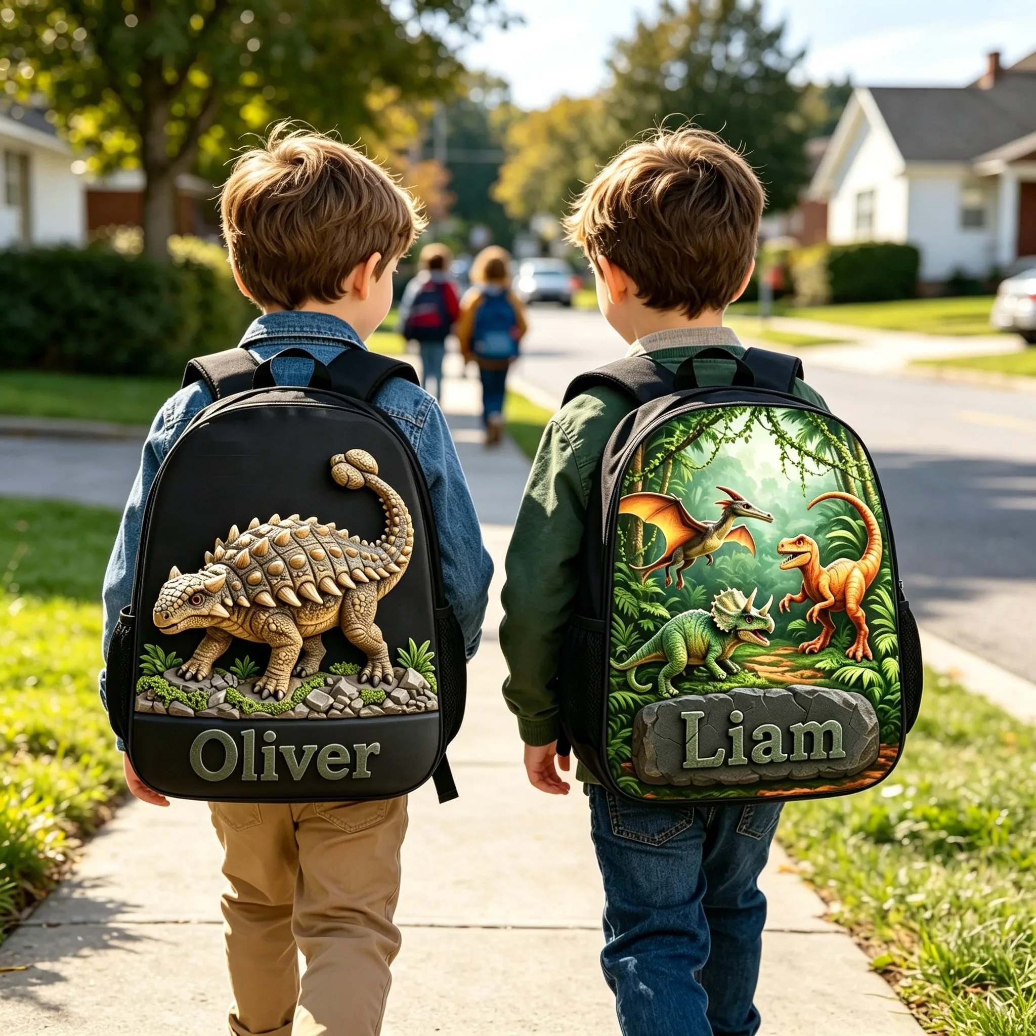 Dinosaur Back to School - Personalized Backpack, Lunch Bag, Pencil Case & Water Bottle - Gift For Kids