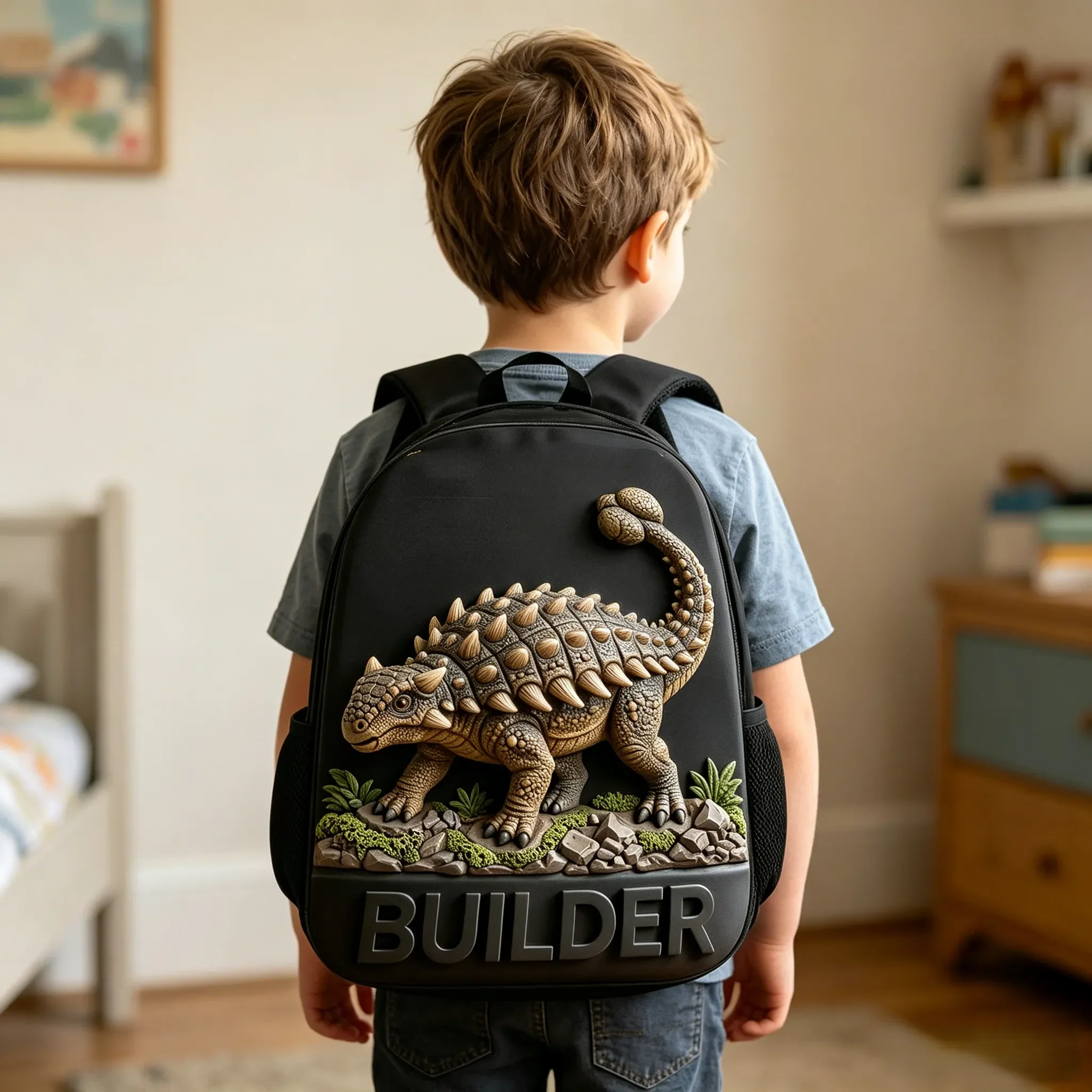 Dinosaur Back to School - Personalized Backpack, Lunch Bag, Pencil Case & Water Bottle - Gift For Kids - Image 2