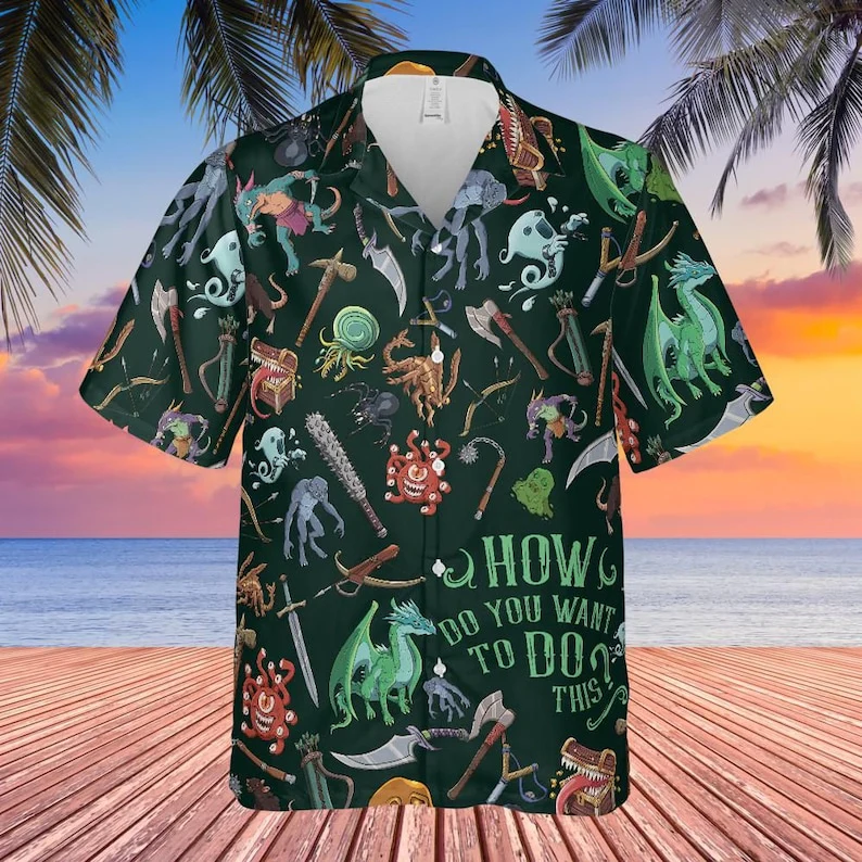 DnD Gift, DnD Hawaiian Shirt, DnD Shirt, DnD Monsters, DnD Weapon