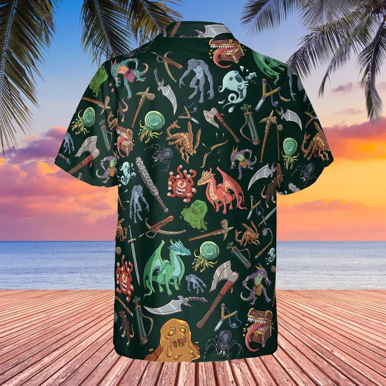 DnD Gift, DnD Hawaiian Shirt, DnD Shirt, DnD Monsters, DnD Weapon - Image 2