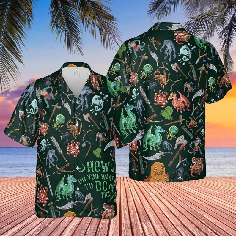 DnD Gift, DnD Hawaiian Shirt, DnD Shirt, DnD Monsters, DnD Weapon - Image 3