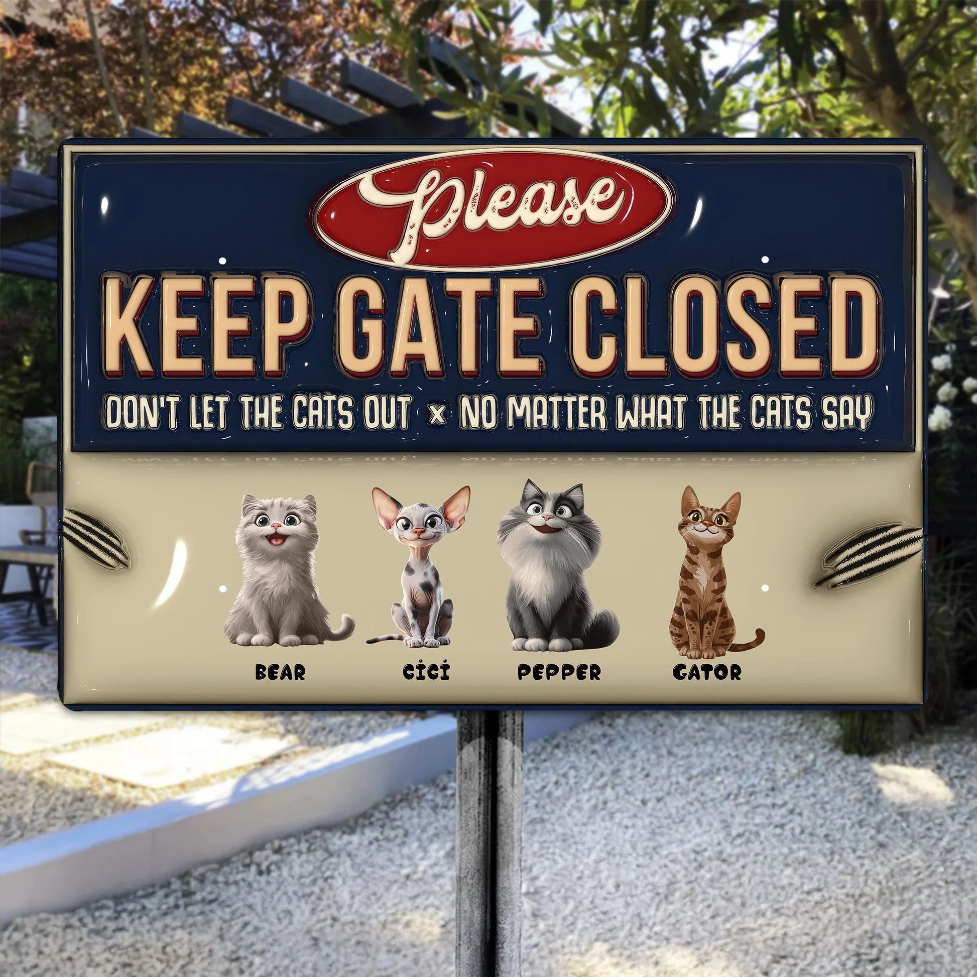 Do Not Let The Cats Out Cartoon Cat Version - Personalized 3D Inflated Effect Metal Sign - Gift For Cat Lovers | CLP15 NA94