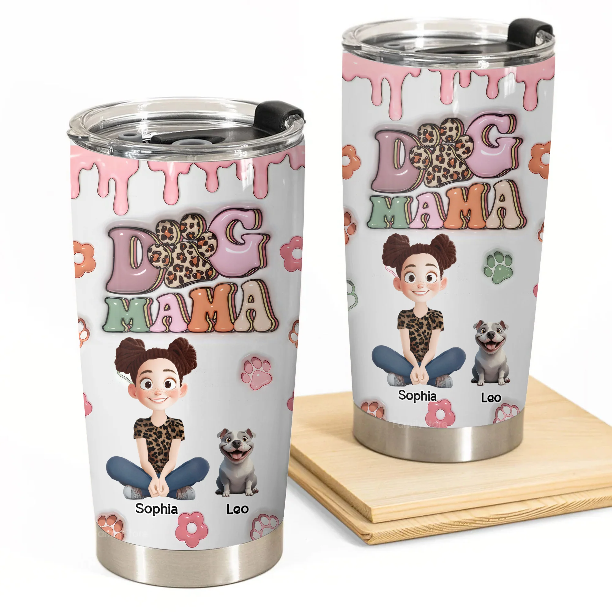Dog Mama Slay 3D Inflated Effect Cartoon Dog - Personalized Tumbler Cup - Gift for Pet Owners, Pet Lovers, Dog Mom | CLP15 NH96