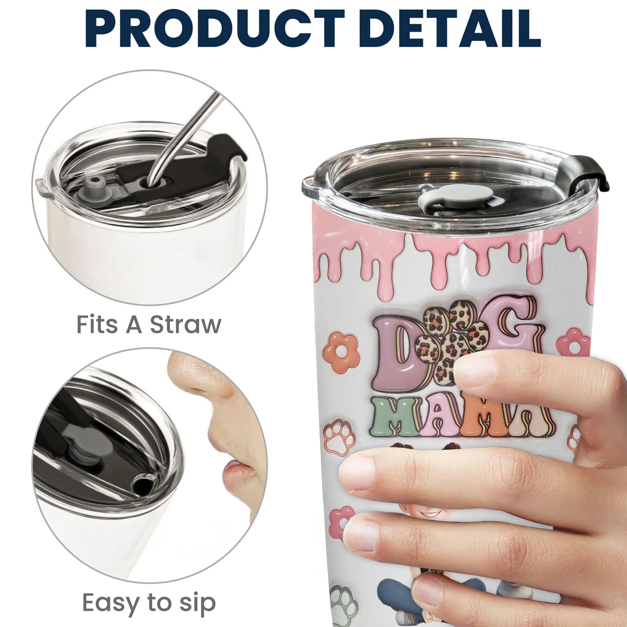 Dog Mama Slay 3D Inflated Effect Cartoon Dog - Personalized Tumbler Cup - Gift for Pet Owners, Pet Lovers, Dog Mom | CLP15 NH96 - Image 5