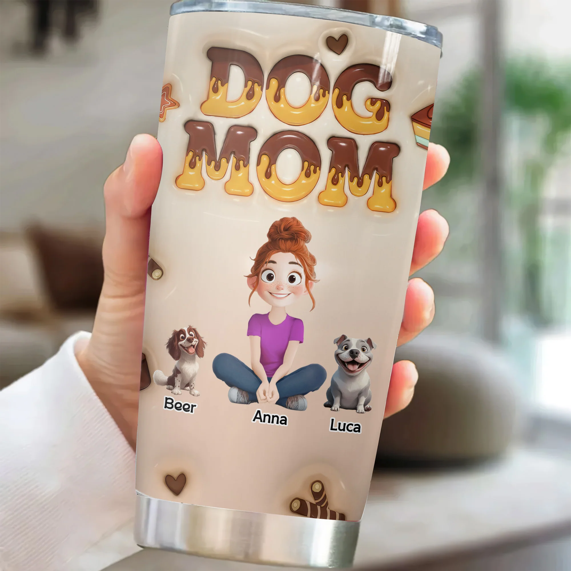 Dog Mom Chocolate 3D Inflated Effect Cartoon Dog - Personalized Tumbler Cup - Gift for Pet Owners, Pet Lovers, Dog Mom | CLP15 NH96 - Image 2