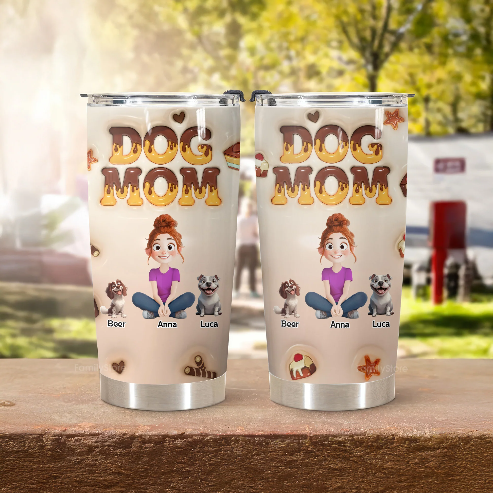 Dog Mom Chocolate 3D Inflated Effect Cartoon Dog - Personalized Tumbler Cup - Gift for Pet Owners, Pet Lovers, Dog Mom | CLP15 NH96 - Image 3
