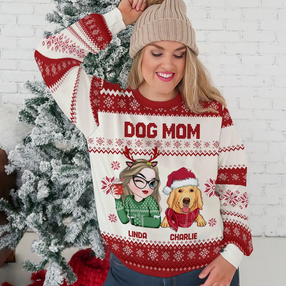 Dog Mom Christmas - Personalized Ugly Sweater - Christmas Gifts For Pet Owners, Pet Lovers | CLP09 CLGOD04 HH01 - Image 2