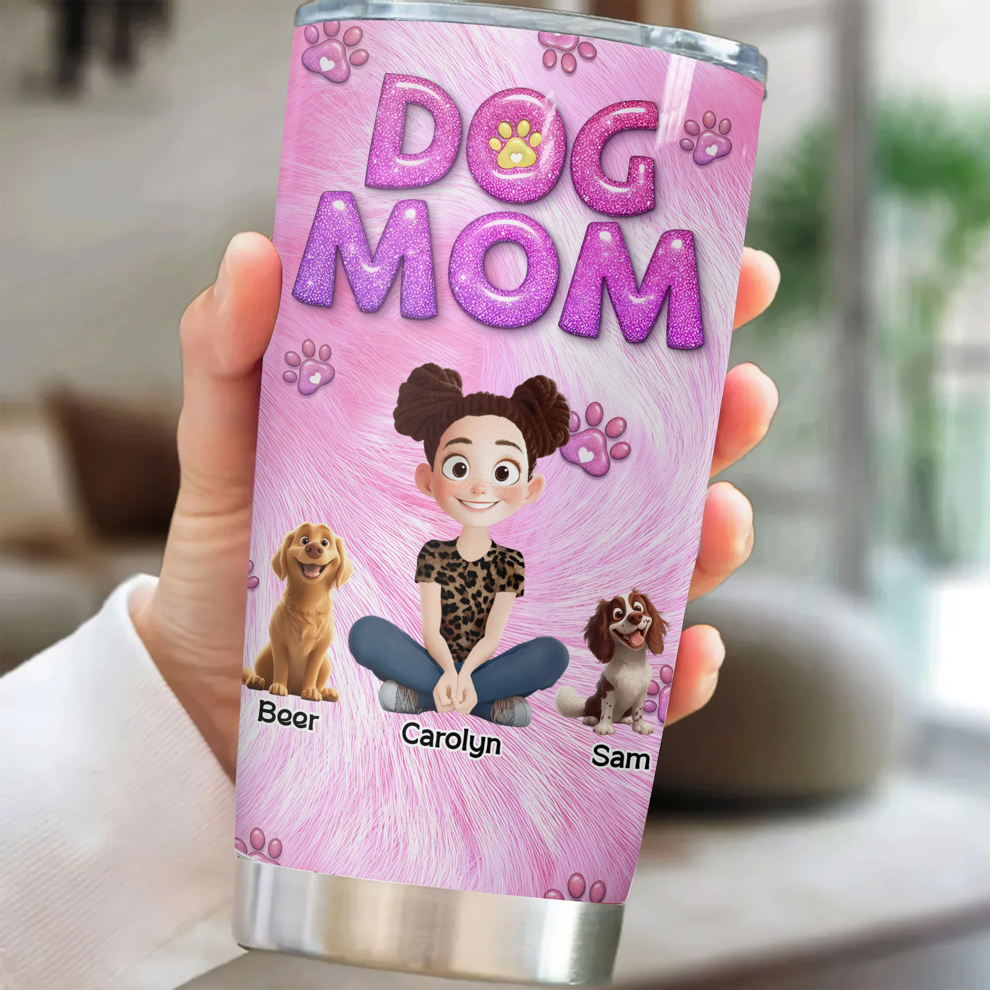 Dog Mom Fur Pattern 3D Inflated Effect Cartoon Dog - Personalized Tumbler Cup - Gift for Pet Owners, Pet Lovers, Dog Mom | CLP15 NH96 - Image 2
