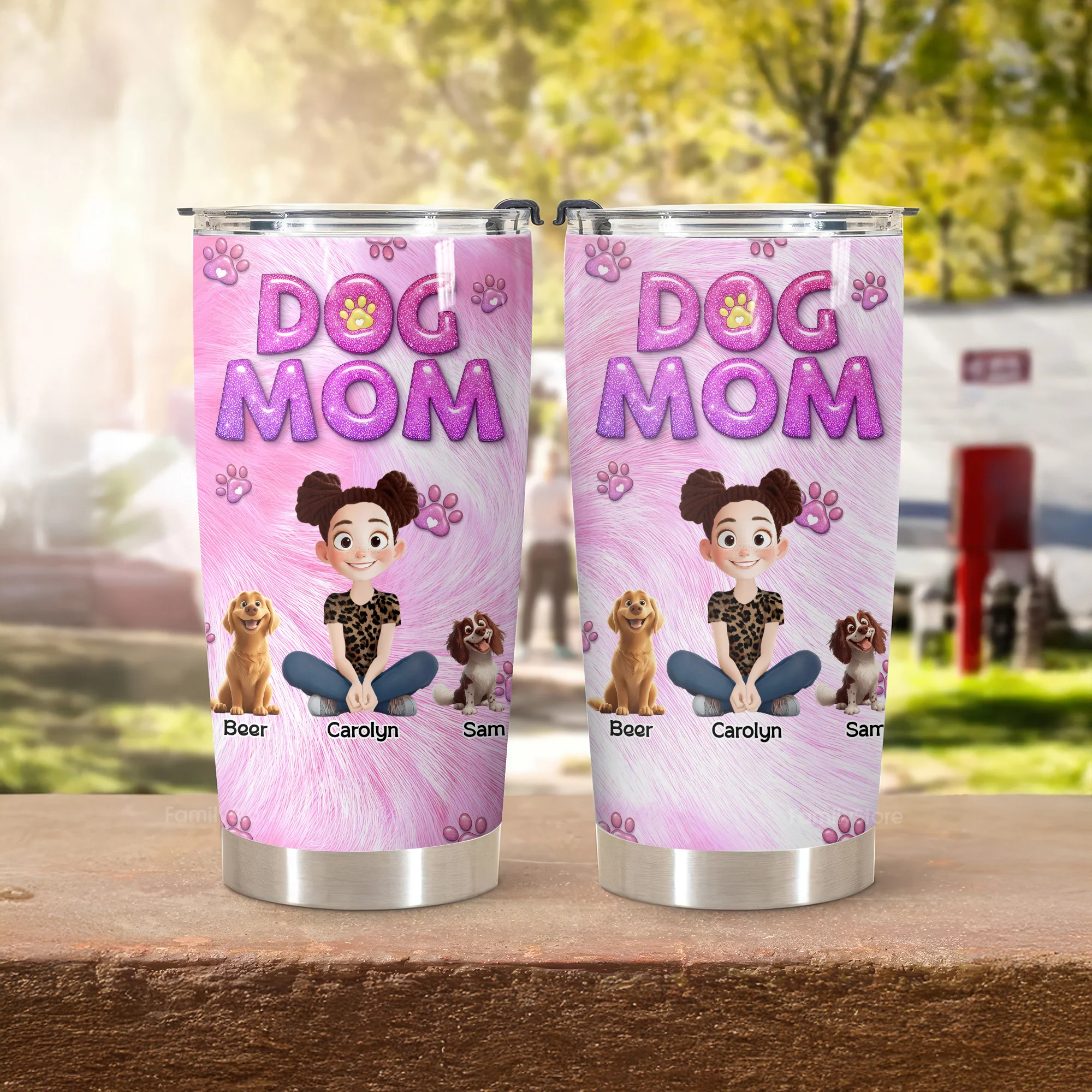 Dog Mom Fur Pattern 3D Inflated Effect Cartoon Dog - Personalized Tumbler Cup - Gift for Pet Owners, Pet Lovers, Dog Mom | CLP15 NH96 - Image 3