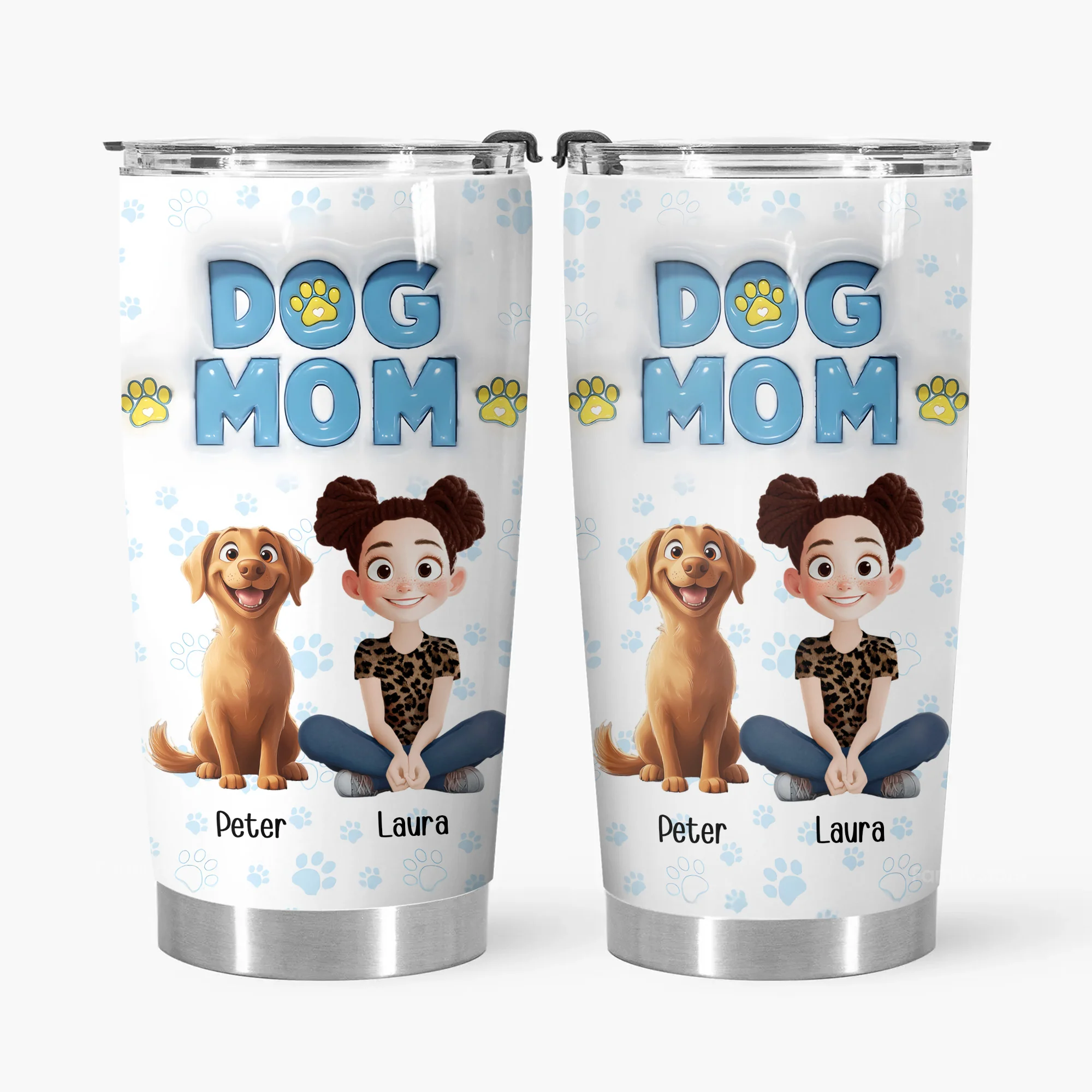 Dog MoM Girl And Dog 3D Inflated Effect Cartoon Dog - Personalized Tumbler Cup - Gift for Pet Owners, Pet Lovers, Dog Mom | CLP15 NH96 - Image 6