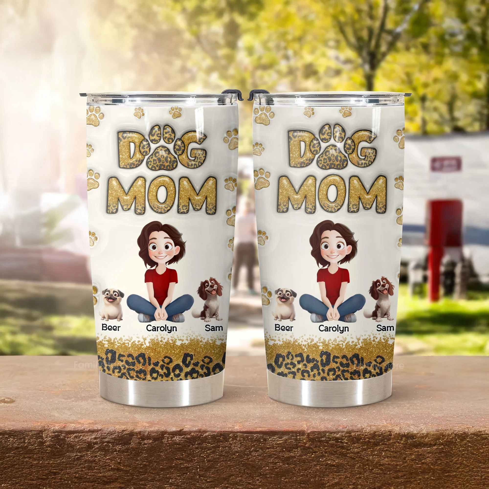 Dog Mom Leopard 3D Inflated Effect Cartoon Dog - Personalized Tumbler Cup - Gift for Pet Owners, Pet Lovers, Dog Mom | CLP15 NH96 - Image 3