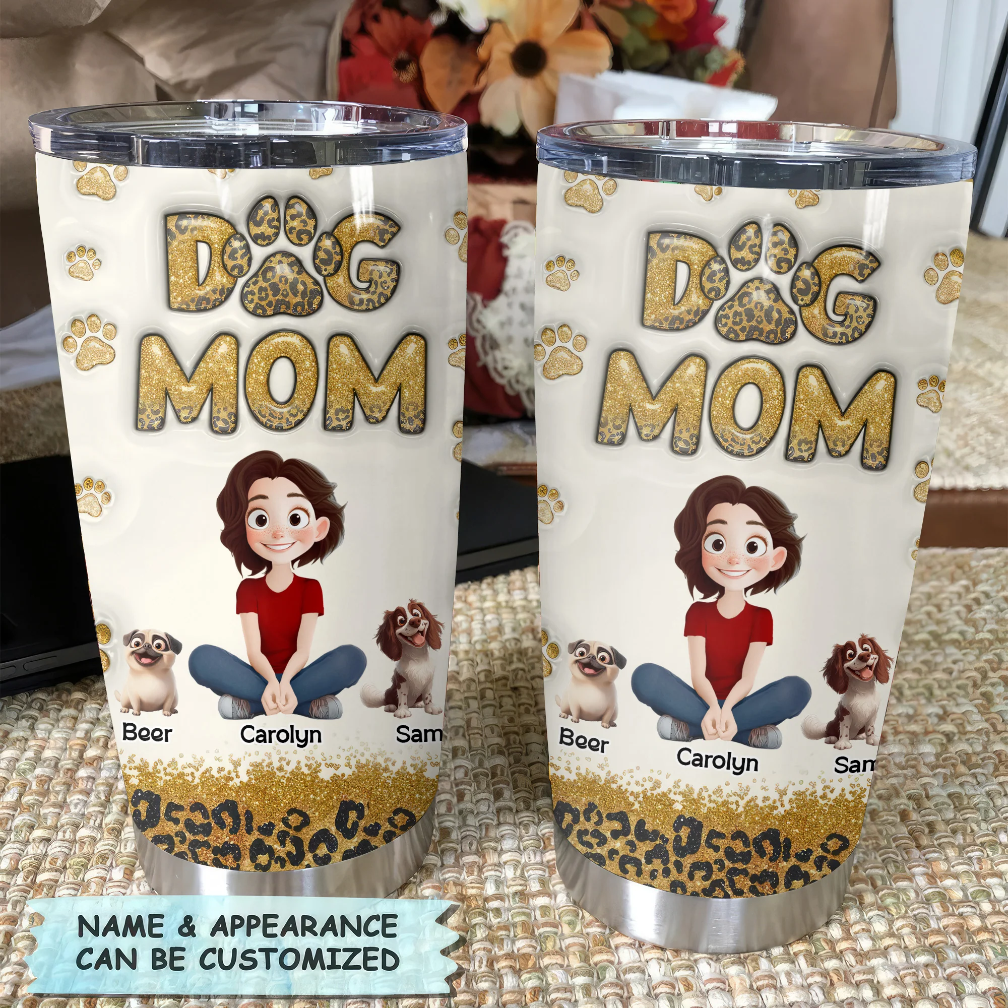Dog Mom Leopard 3D Inflated Effect Cartoon Dog - Personalized Tumbler Cup - Gift for Pet Owners, Pet Lovers, Dog Mom | CLP15 NH96 - Image 4