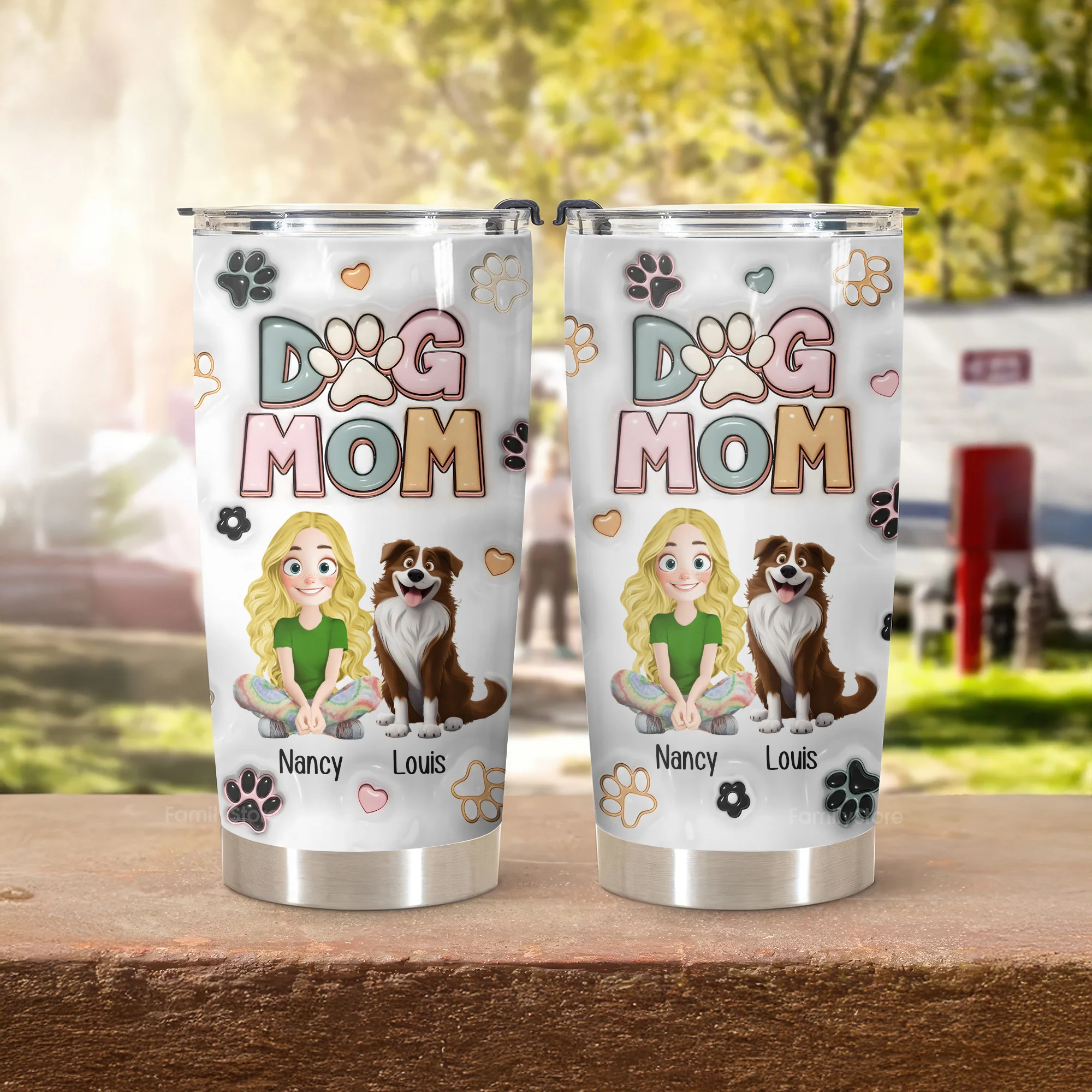 Dog Mom Lovely Flower 3D Inflated Effect Cartoon Dog - Personalized Tumbler Cup - Gift for Pet Owners, Pet Lovers, Dog Mom | CLP15 NH96 - Image 4