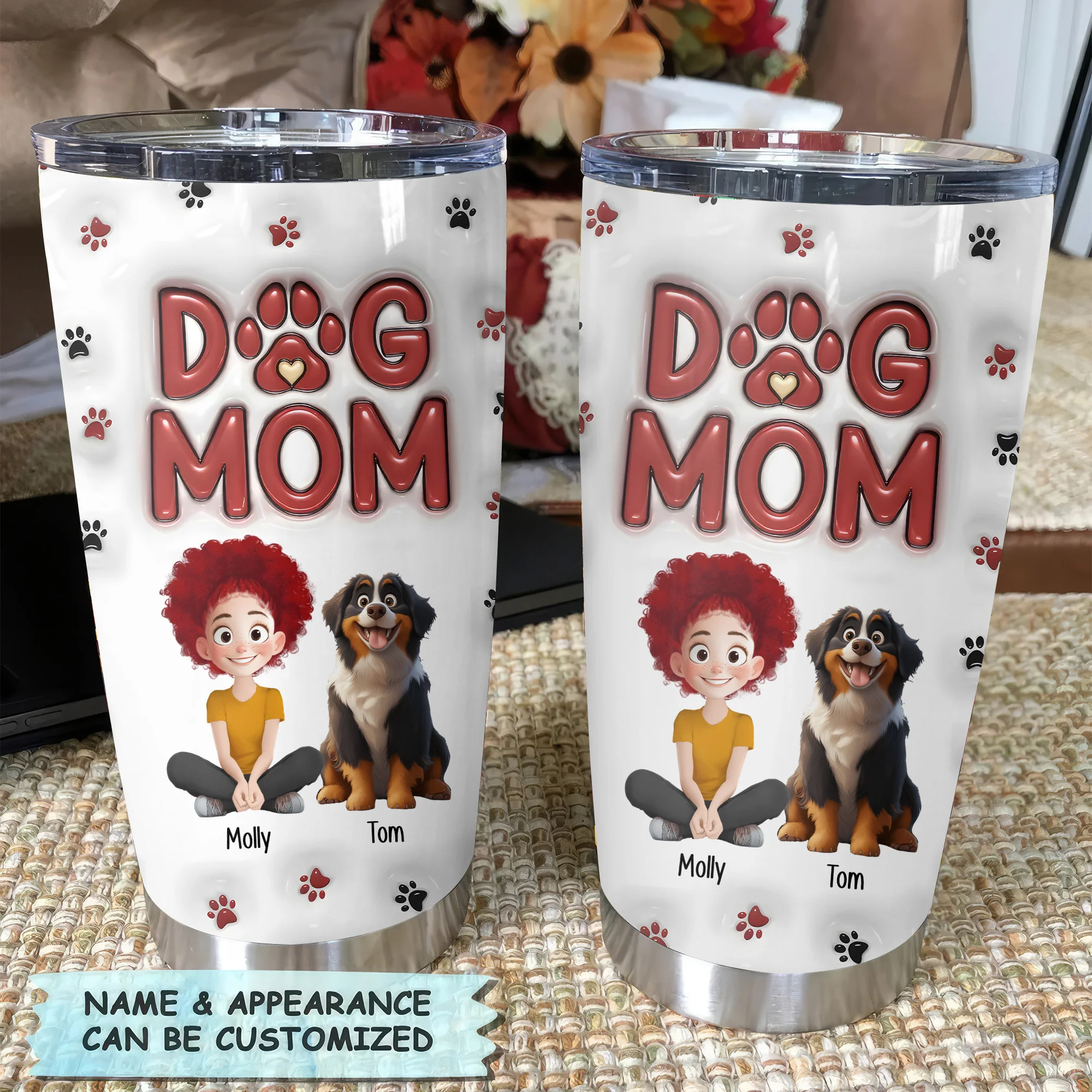 Dog Mom We Love You 3D Inflated Effect Cartoon Dog - Personalized Tumbler Cup - Gift for Pet Owners, Pet Lovers, Dog Mom | CLP15 NH96 - Image 2
