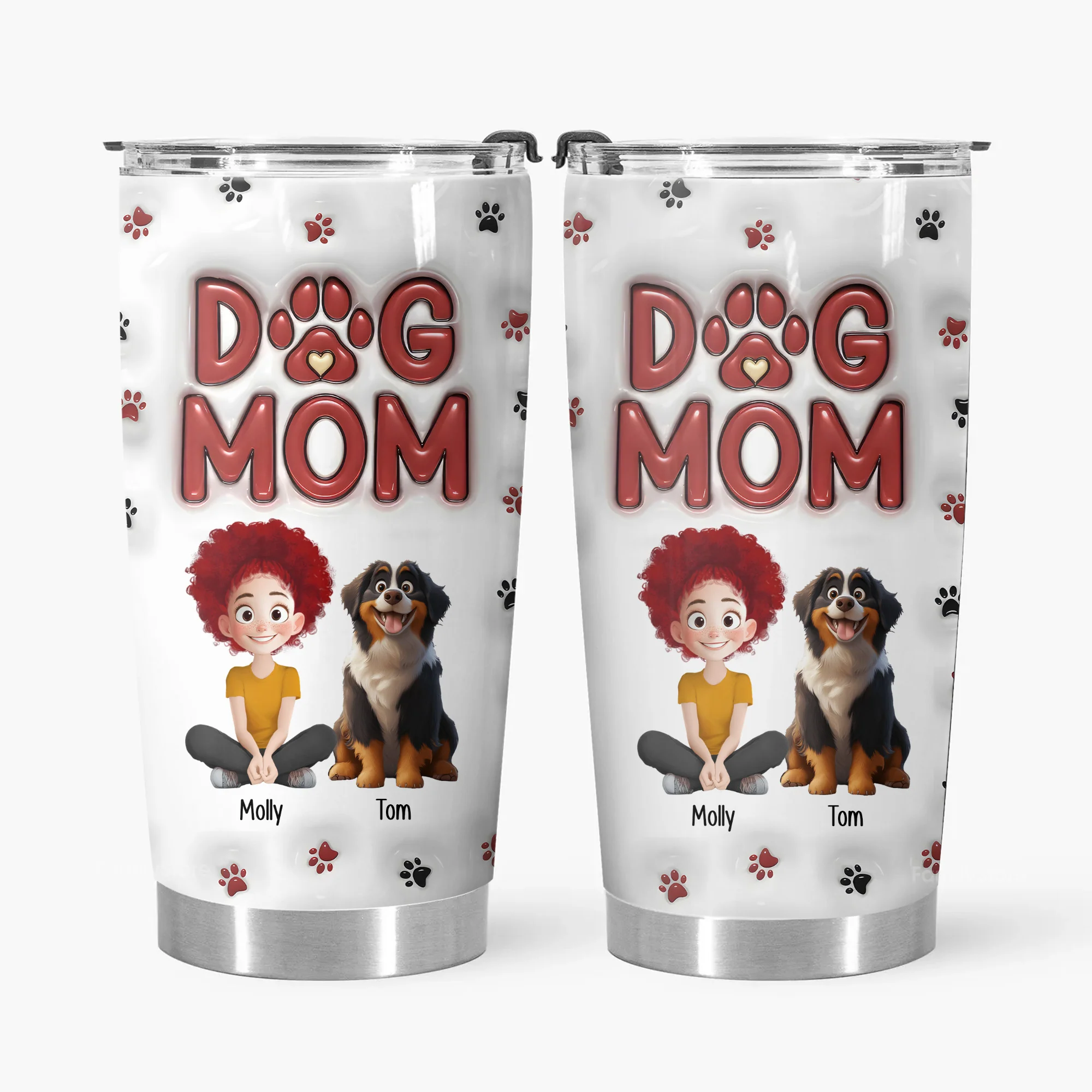 Dog Mom We Love You 3D Inflated Effect Cartoon Dog - Personalized Tumbler Cup - Gift for Pet Owners, Pet Lovers, Dog Mom | CLP15 NH96 - Image 3