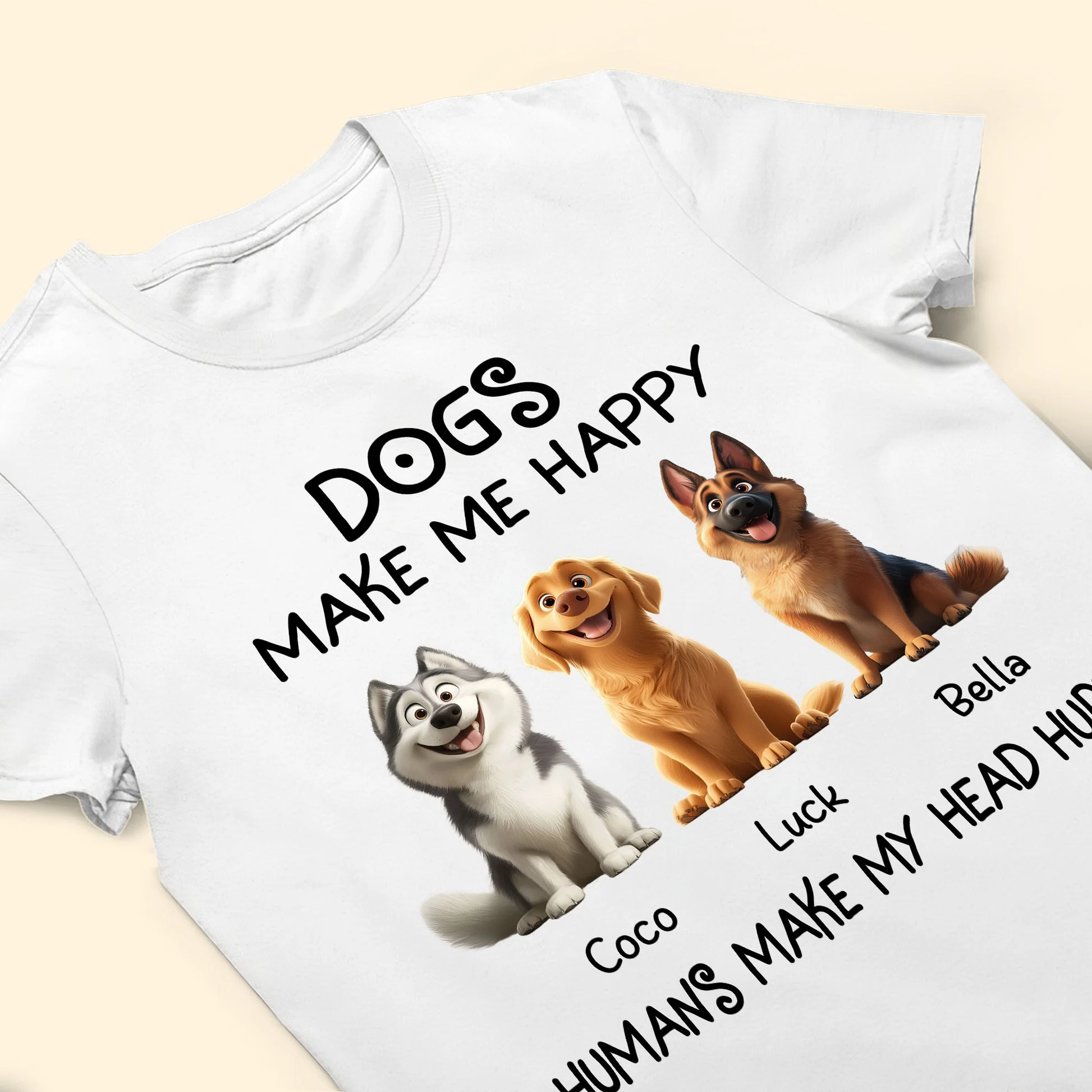 Dogs Make Me Happy Cartoon Dog - Personalized Shirt - Gift for Pet Owners, Pet Lovers, Dog Mom, Dog Dad | CLP15 NH96 - Image 3